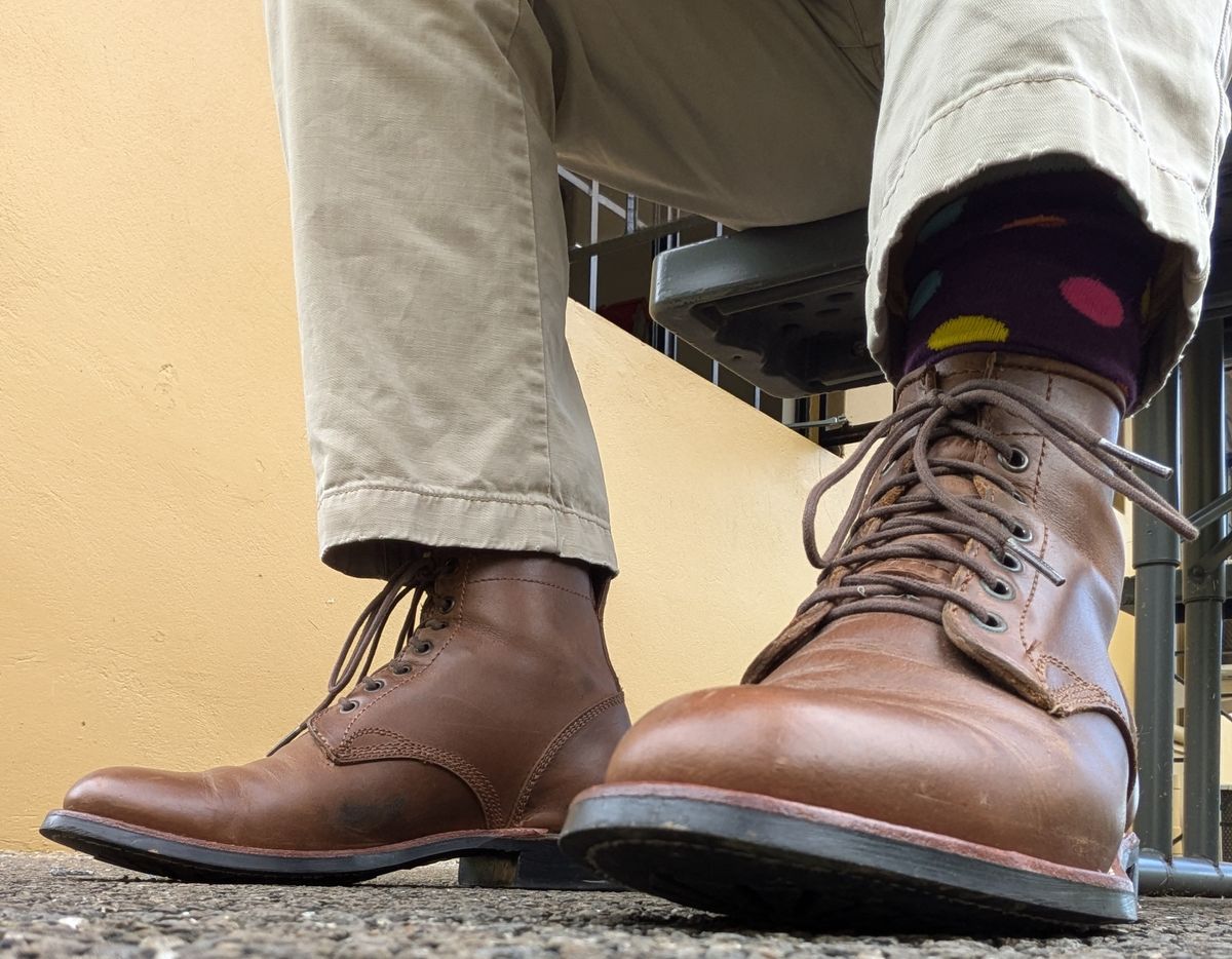 Photo by dwbrunton on November 25, 2024 of the Dayton Boots Service Boot in Brown Chrome.