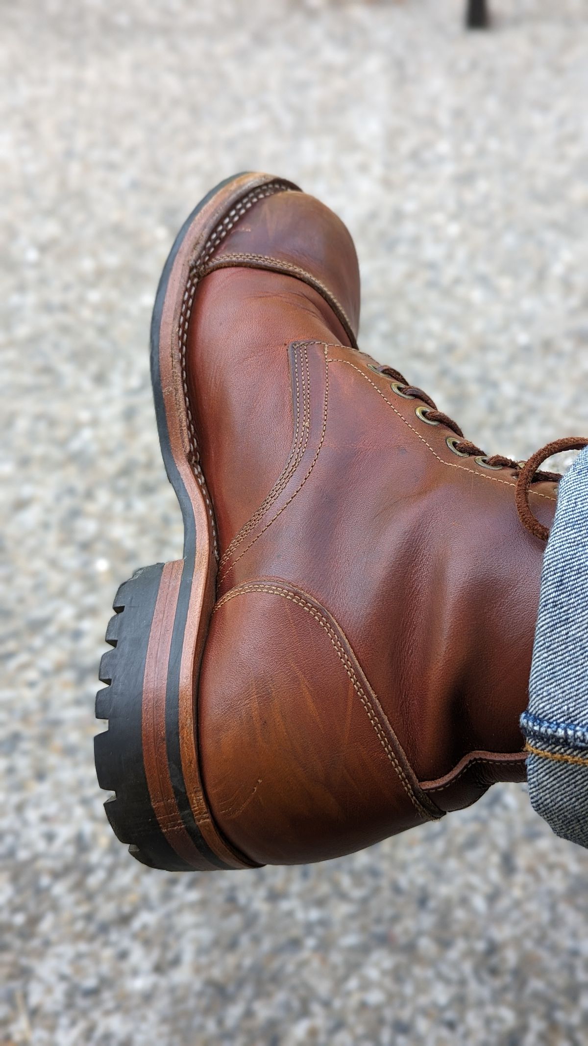 Photo by dwbrunton on May 27, 2024 of the Bordon Tukano Boots in Wickett & Craig Tan Oiled Latigo.
