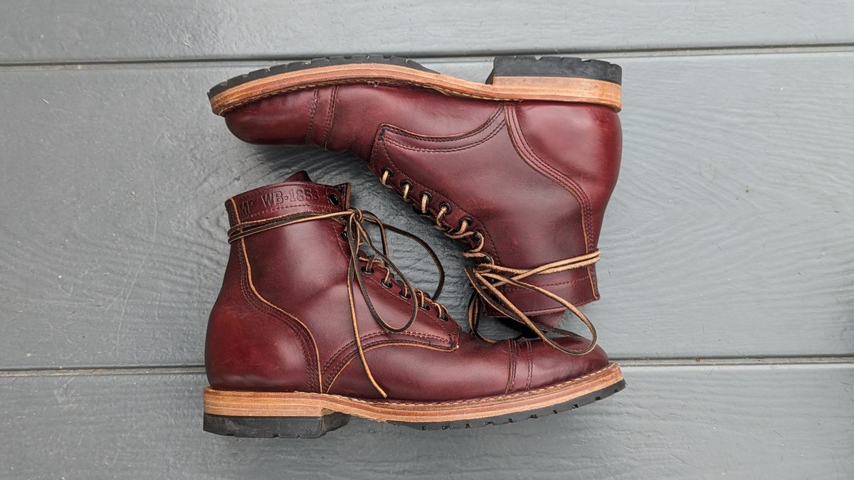 Photo by dwbrunton on April 30, 2024 of the White's MP-M1TC in Horween Burgundy Chromexcel.