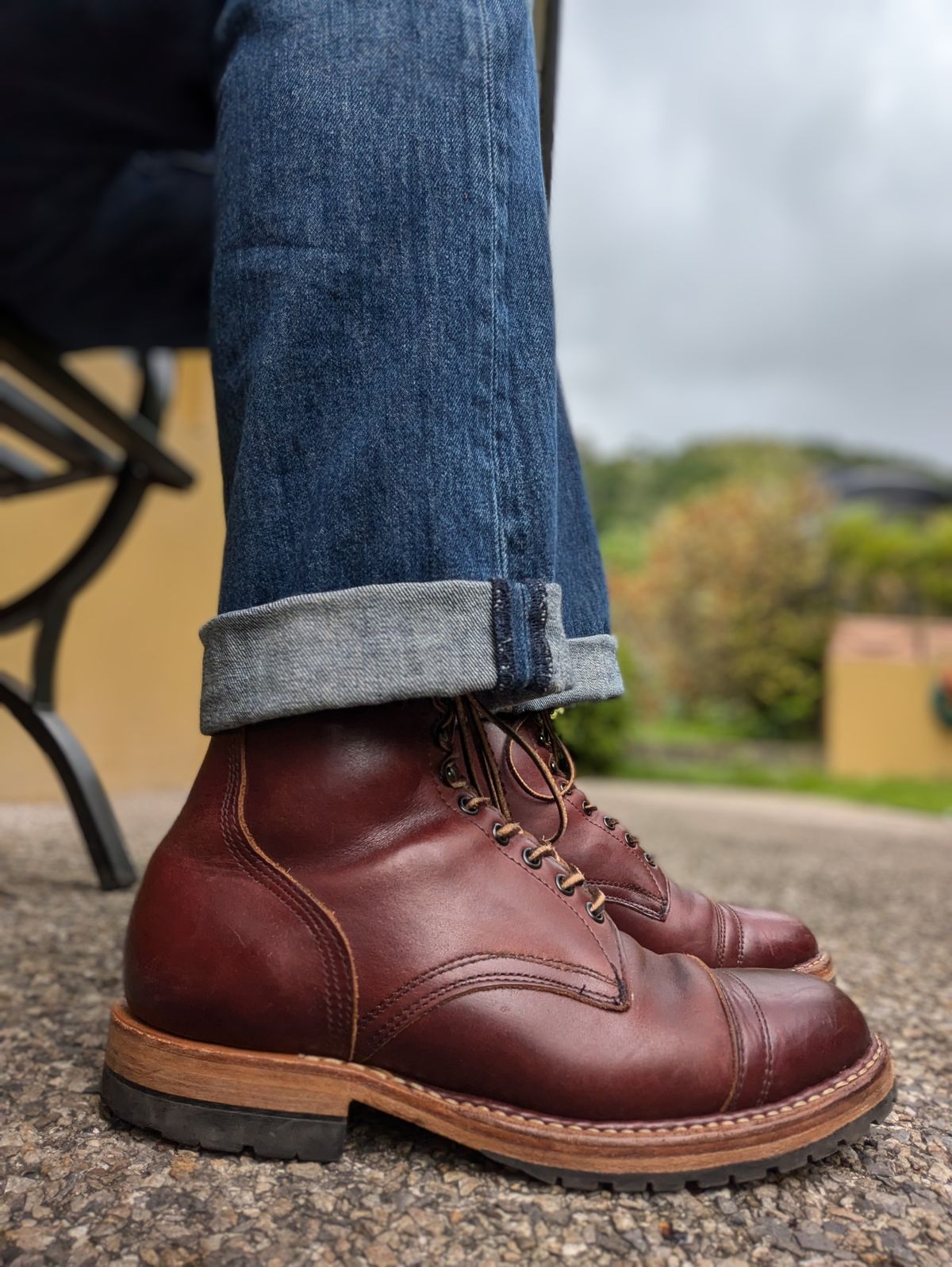 Photo by dwbrunton on November 7, 2024 of the White's MP-M1TC in Horween Burgundy Chromexcel.
