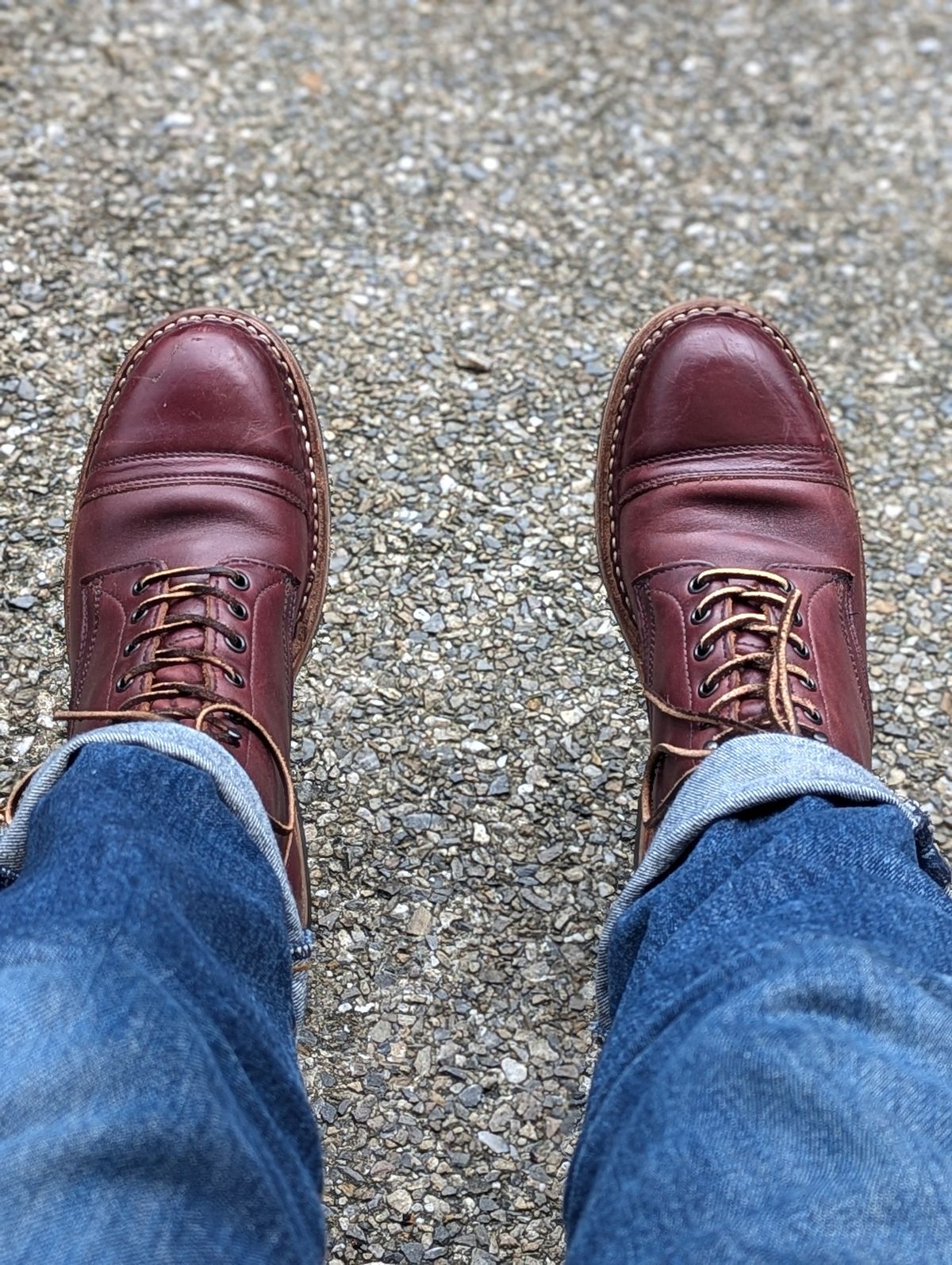 Photo by dwbrunton on November 7, 2024 of the White's MP-M1TC in Horween Burgundy Chromexcel.