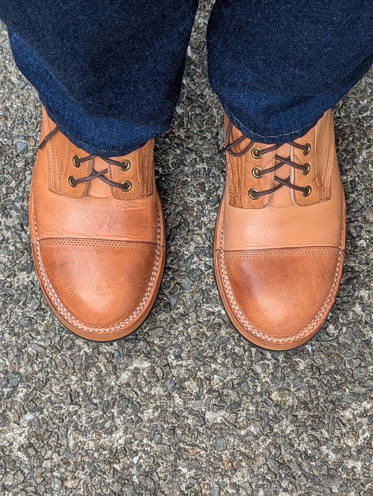 Photo by dwbrunton on June 4, 2025 of the Bordon Tukano Boots in Wickett & Craig Russet Traditional Harness.