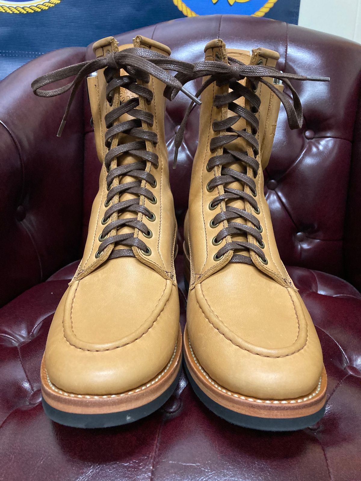 Photo by buellrider on October 1, 2024 of the Willie's Handmade Boots Hunting Boot in Horween Natural Latigo.