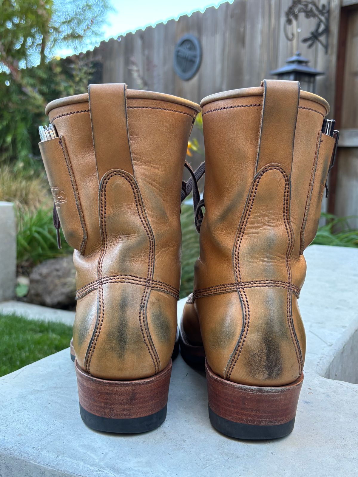 Photo by buellrider on November 3, 2024 of the Willie's Handmade Boots Hunting Boot in Horween Natural Latigo.