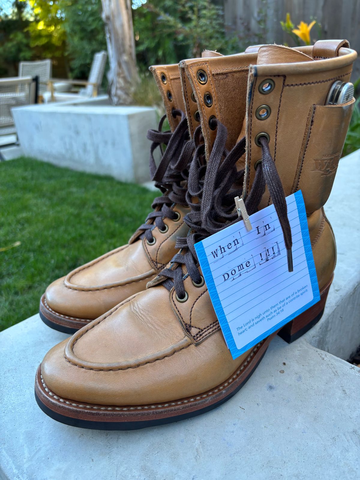 Photo by buellrider on November 3, 2024 of the Willie's Handmade Boots Hunting Boot in Horween Natural Latigo.