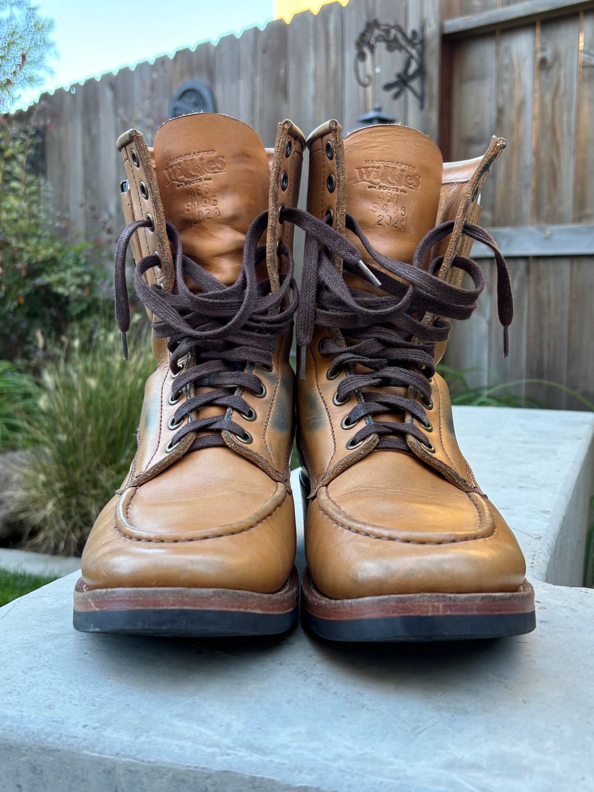 Photo by buellrider on November 3, 2024 of the Willie's Handmade Boots Hunting Boot in Horween Natural Latigo.