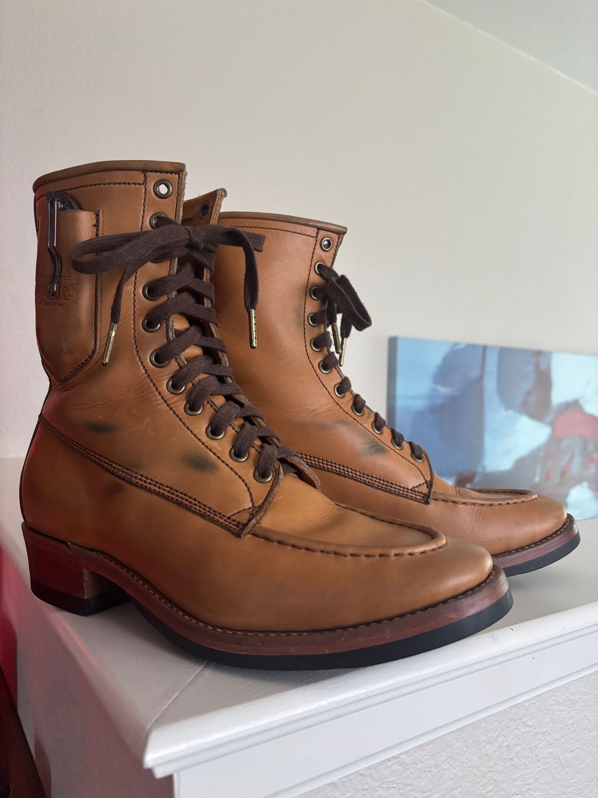 Photo by buellrider on December 1, 2024 of the Willie's Handmade Boots Hunting Boot in Horween Natural Latigo.