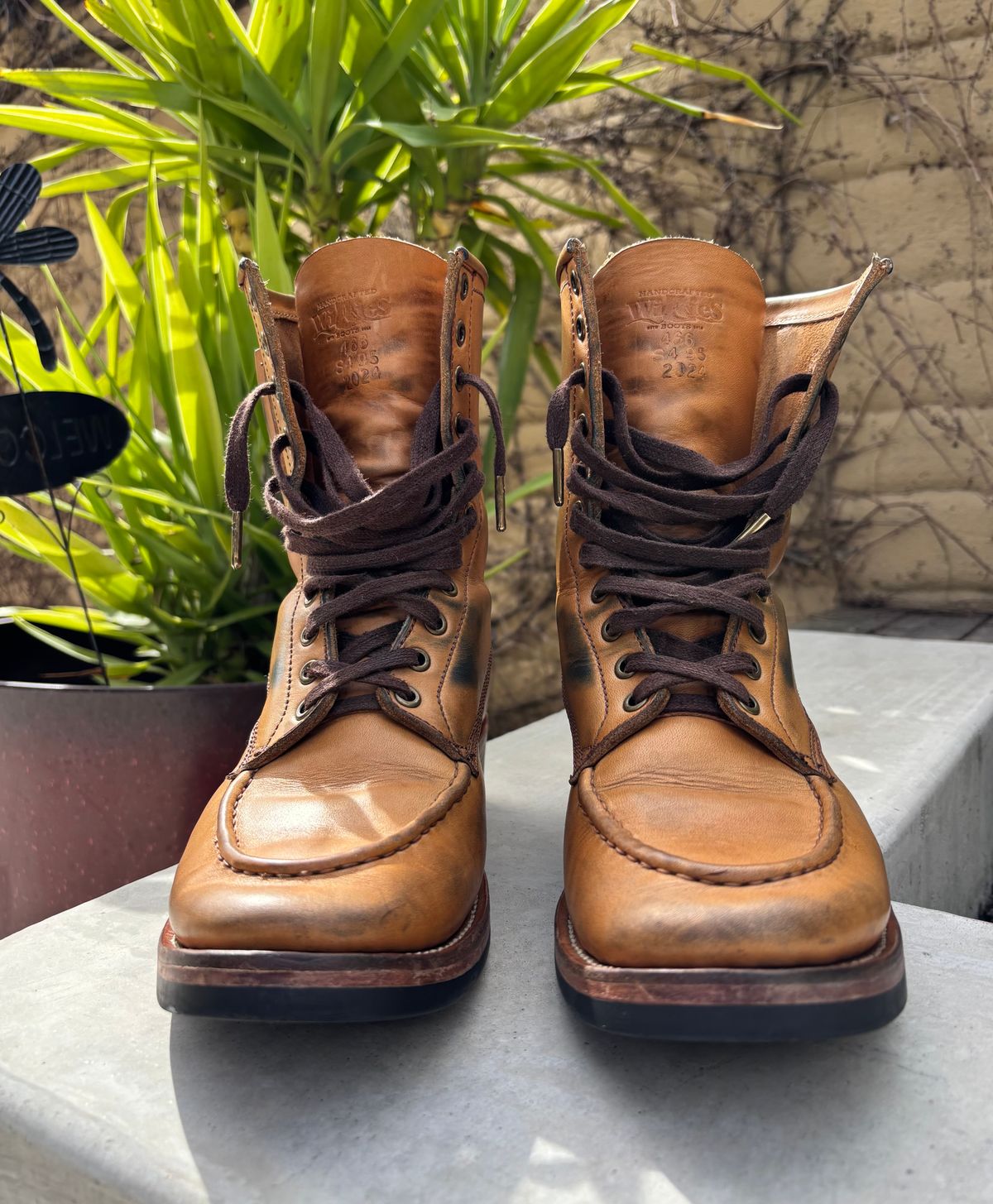Photo by buellrider on March 2, 2025 of the Willie's Handmade Boots Hunting Boot in Horween Natural Latigo.