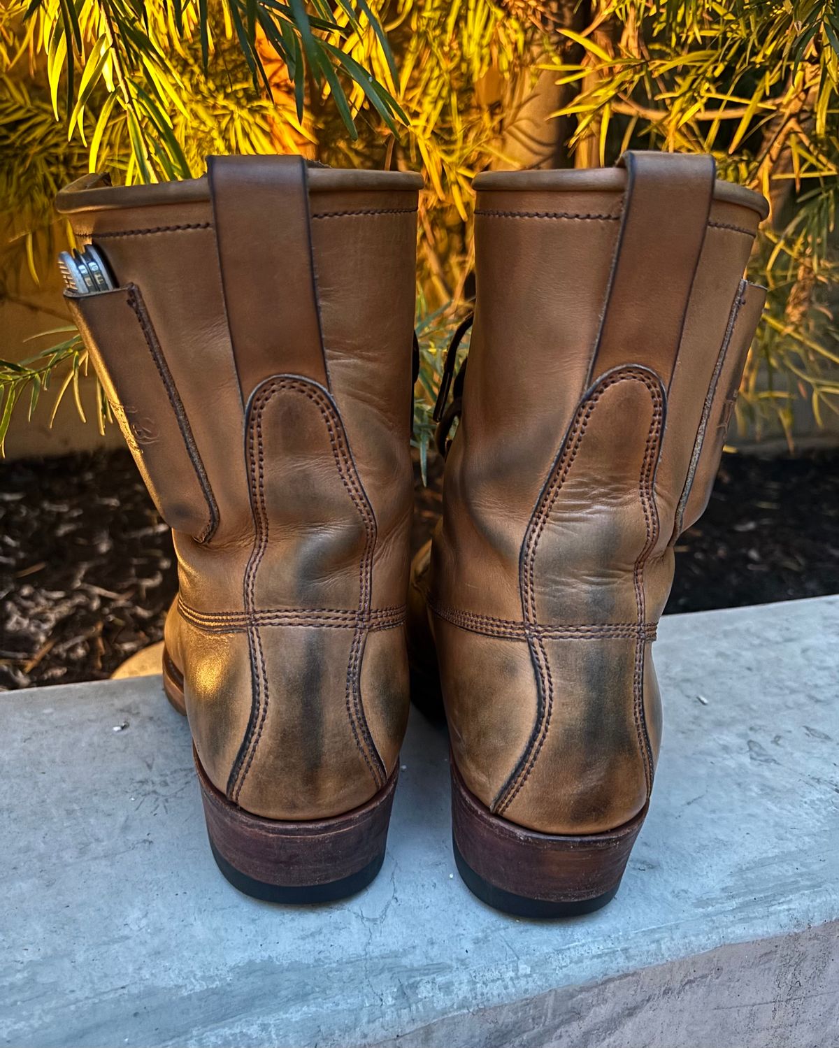 Photo by buellrider on April 5, 2025 of the Willie's Handmade Boots Hunting Boot in Horween Natural Latigo.