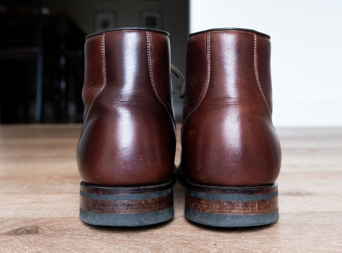Photo by Hi.Im.Ron on November 4, 2024 of the Viberg Service Boot in Shinki Hikaku Dark Brown Latigo Horsehide.