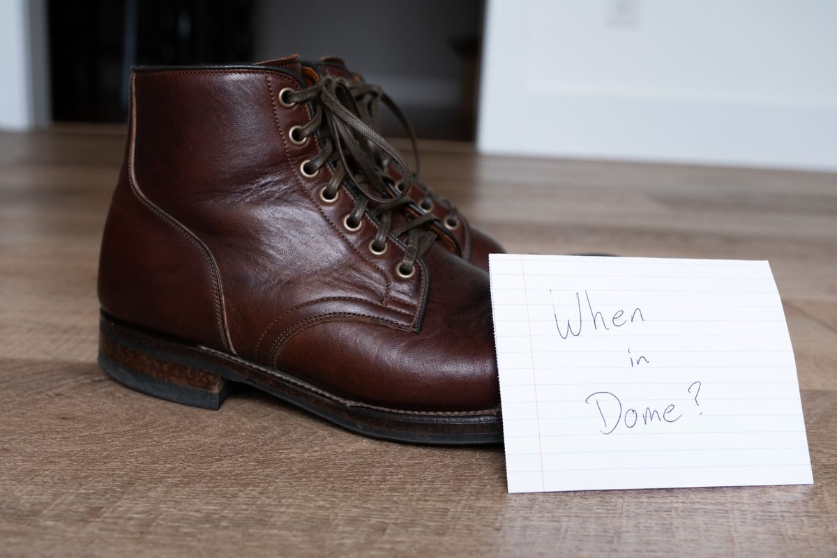 Photo by Hi.Im.Ron on November 4, 2024 of the Viberg Service Boot in Shinki Hikaku Dark Brown Latigo Horsehide.