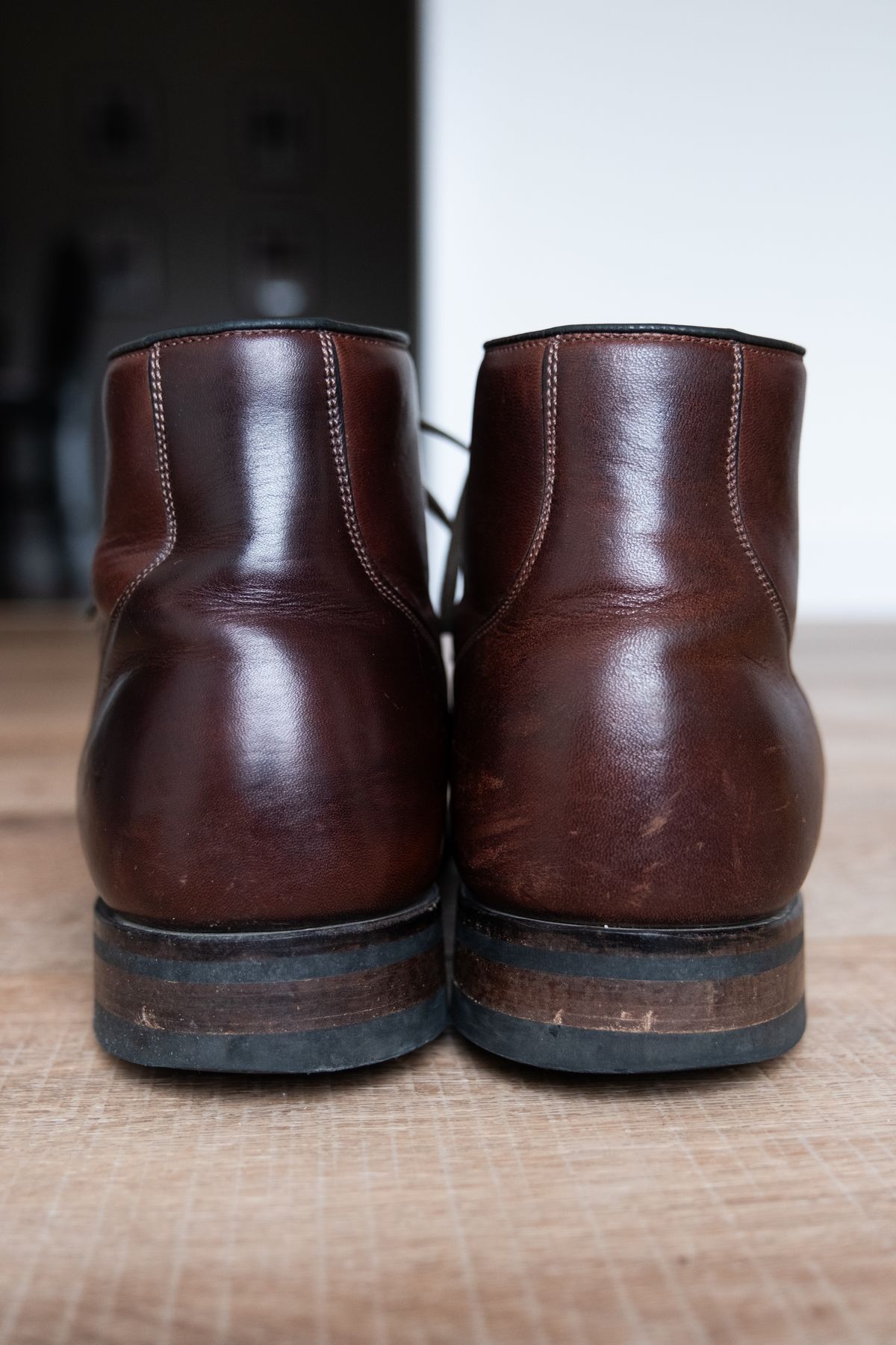 Photo by Hi.Im.Ron on January 6, 2025 of the Viberg Service Boot in Shinki Hikaku Dark Brown Latigo Horsehide.