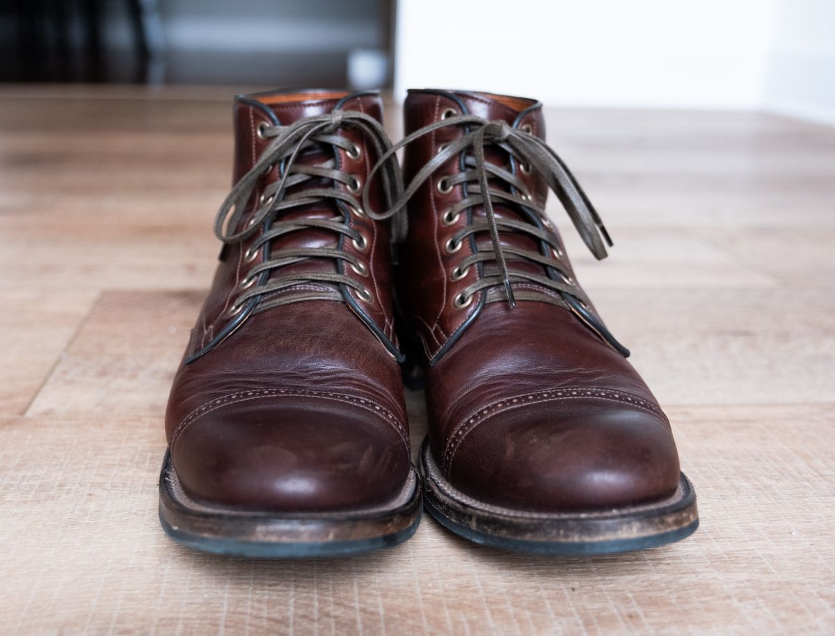 Photo by Hi.Im.Ron on January 6, 2025 of the Viberg Service Boot in Shinki Hikaku Dark Brown Latigo Horsehide.