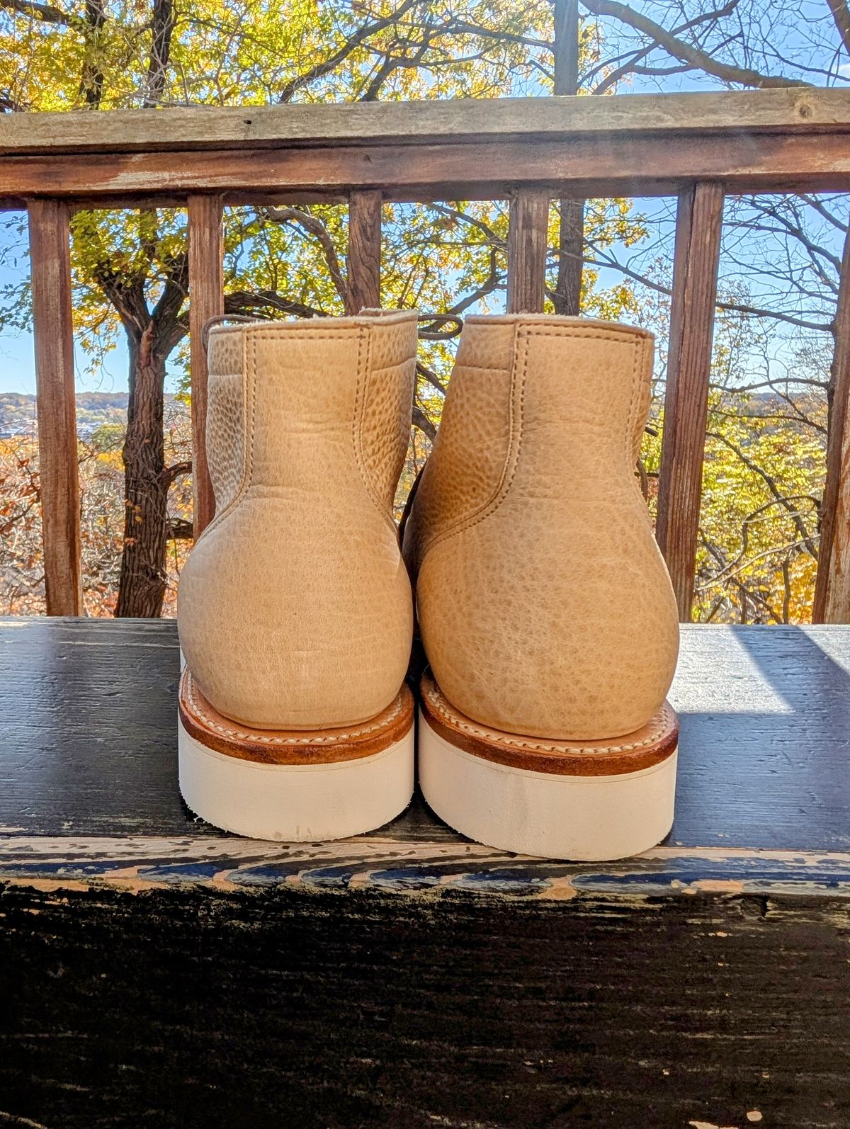 Photo by timelesstough on November 3, 2025 of the Viberg Scout Boot in Horween Natural Olive Tan.