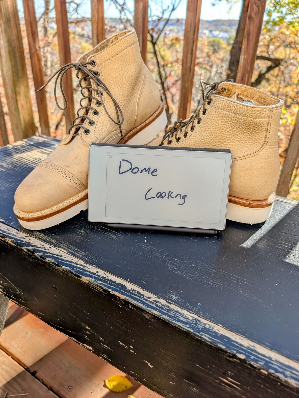 Photo by timelesstough on November 3, 2025 of the Viberg Scout Boot in Horween Natural Olive Tan.