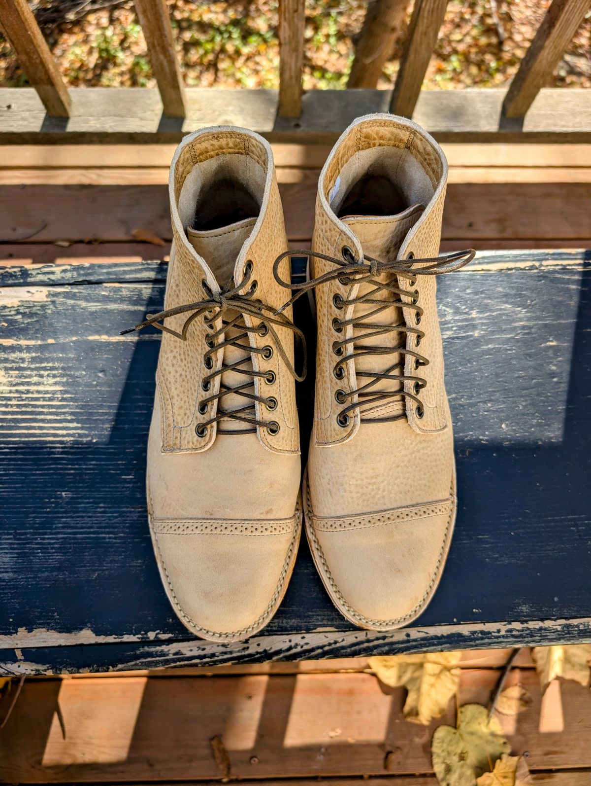 Photo by timelesstough on November 3, 2025 of the Viberg Scout Boot in Horween Natural Olive Tan.