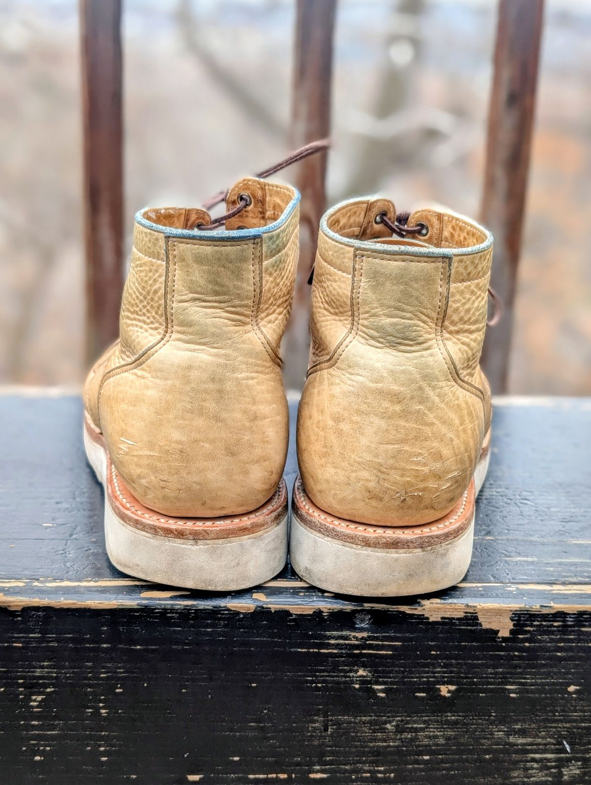 Photo by timelesstough on March 4, 2026 of the Viberg Scout Boot in Horween Natural Olive Tan.