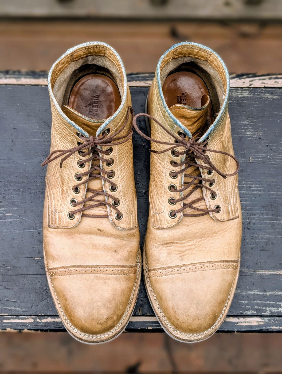 Photo by timelesstough on March 4, 2026 of the Viberg Scout Boot in Horween Natural Olive Tan.