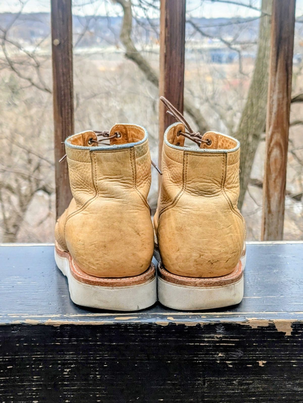 Photo by timelesstough on April 3, 2026 of the Viberg Scout Boot in Horween Natural Olive Tan.