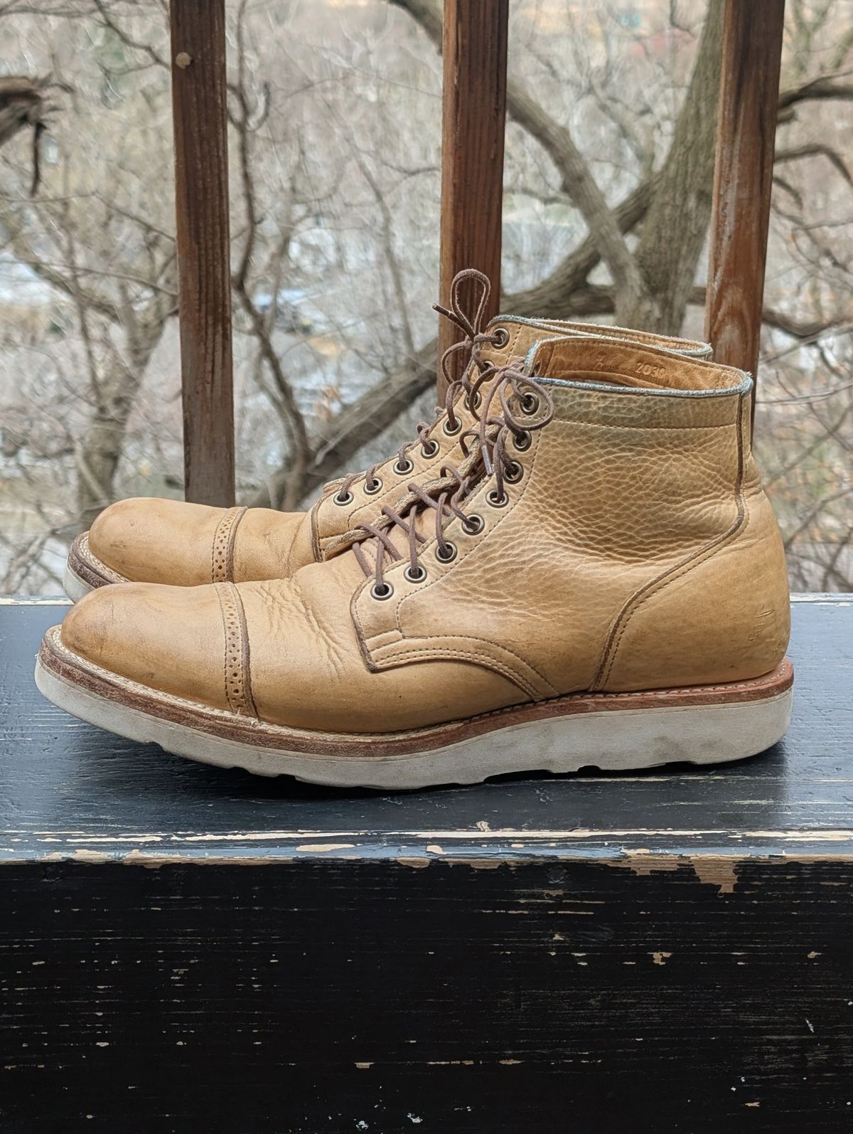 Photo by timelesstough on April 3, 2026 of the Viberg Scout Boot in Horween Natural Olive Tan.