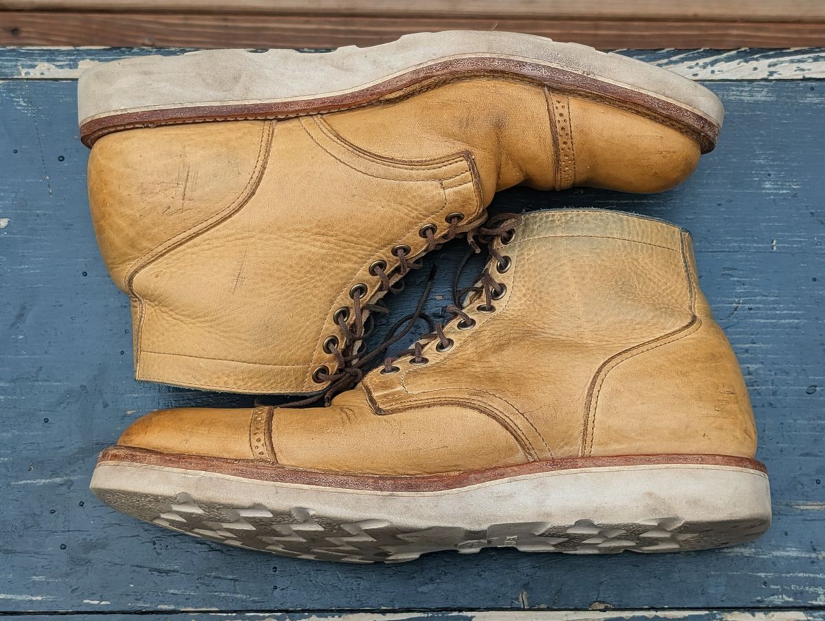 Photo by timelesstough on April 3, 2026 of the Viberg Scout Boot in Horween Natural Olive Tan.