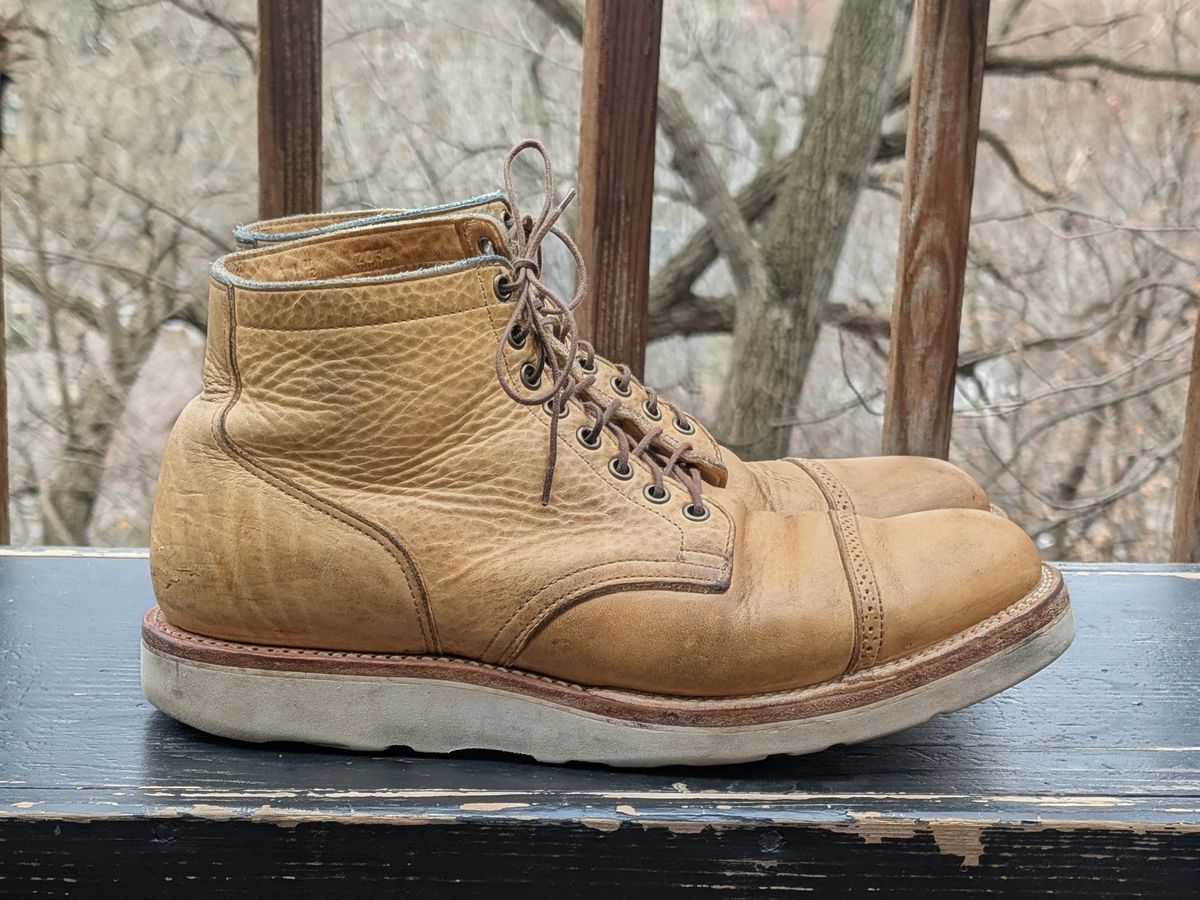 Photo by timelesstough on April 3, 2026 of the Viberg Scout Boot in Horween Natural Olive Tan.