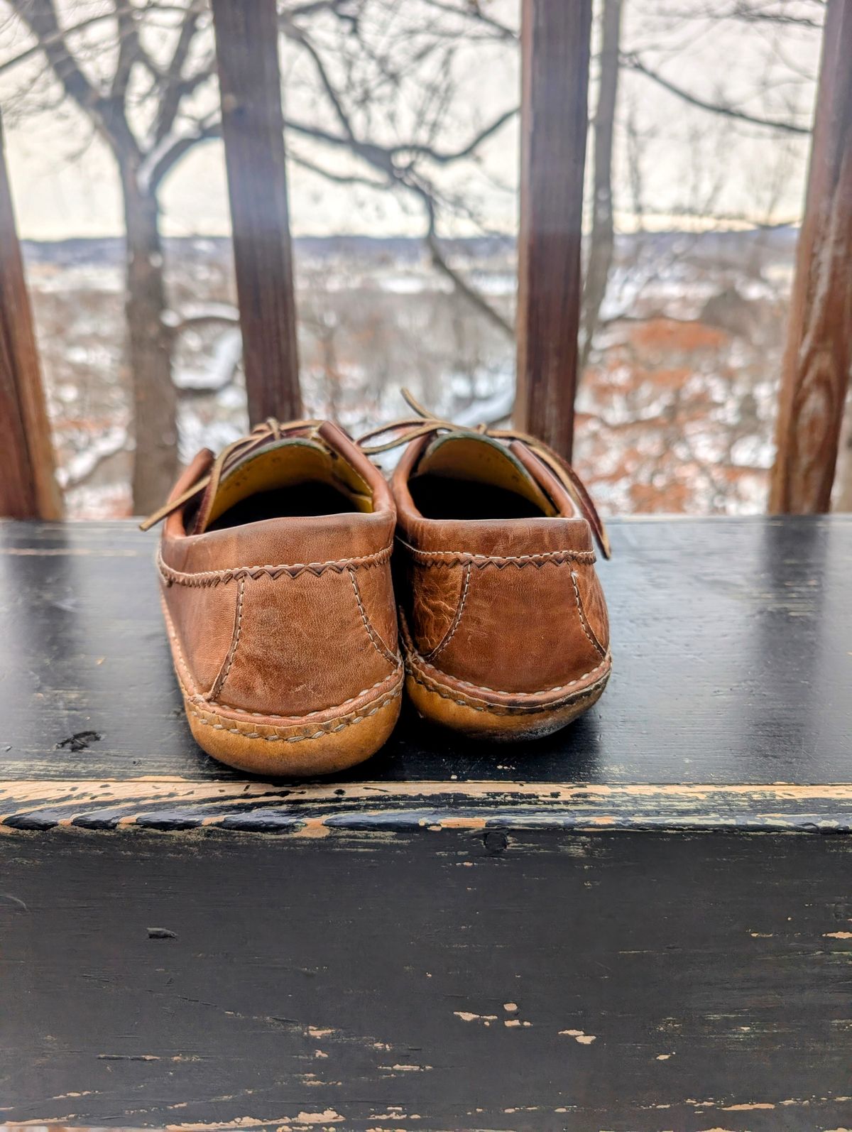 Photo by timelesstough on December 4, 2025 of the Quoddy Grizzly Moc in Maryam Fango Horsebutt.