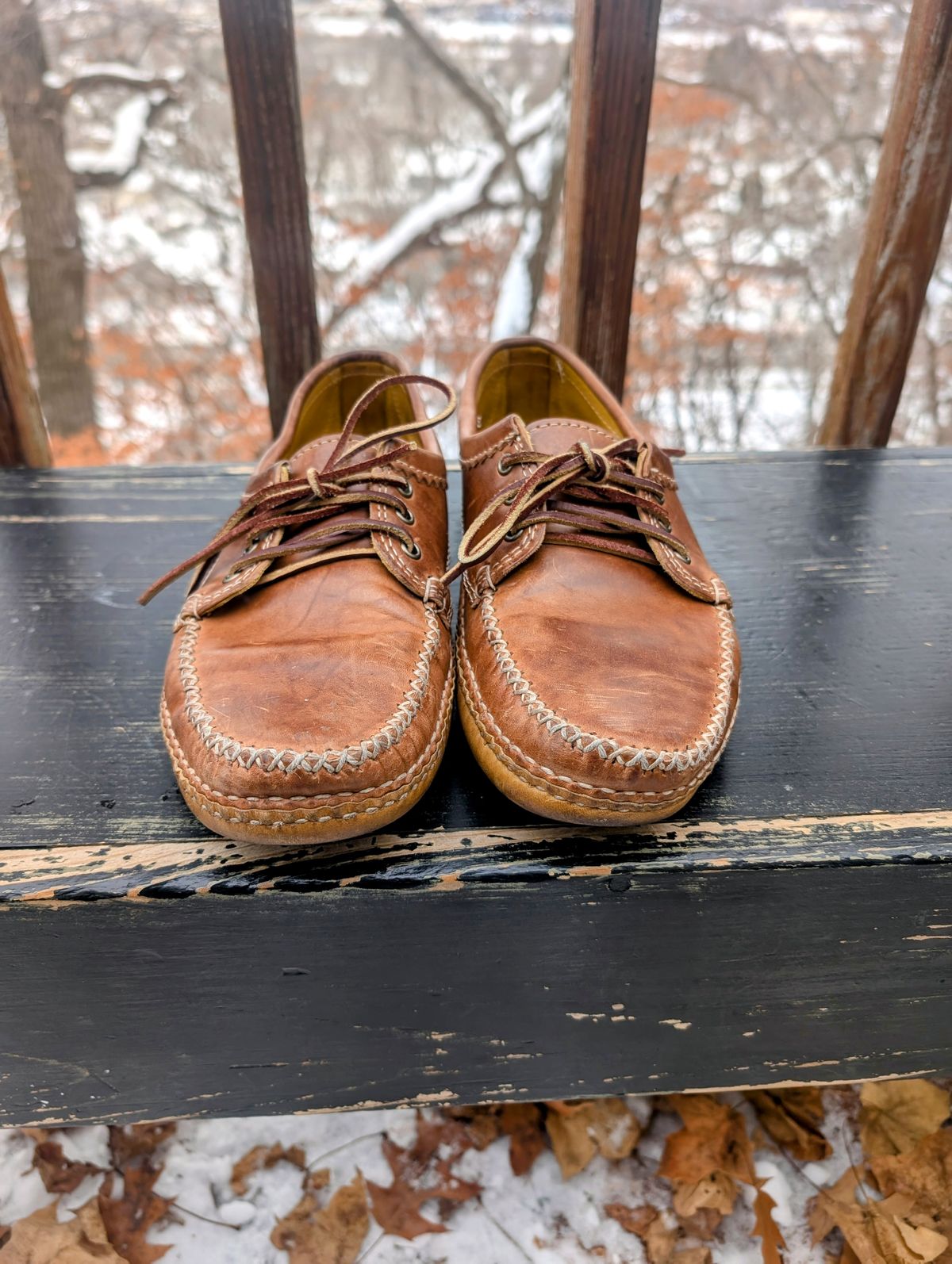 Photo by timelesstough on December 4, 2025 of the Quoddy Grizzly Moc in Maryam Fango Horsebutt.