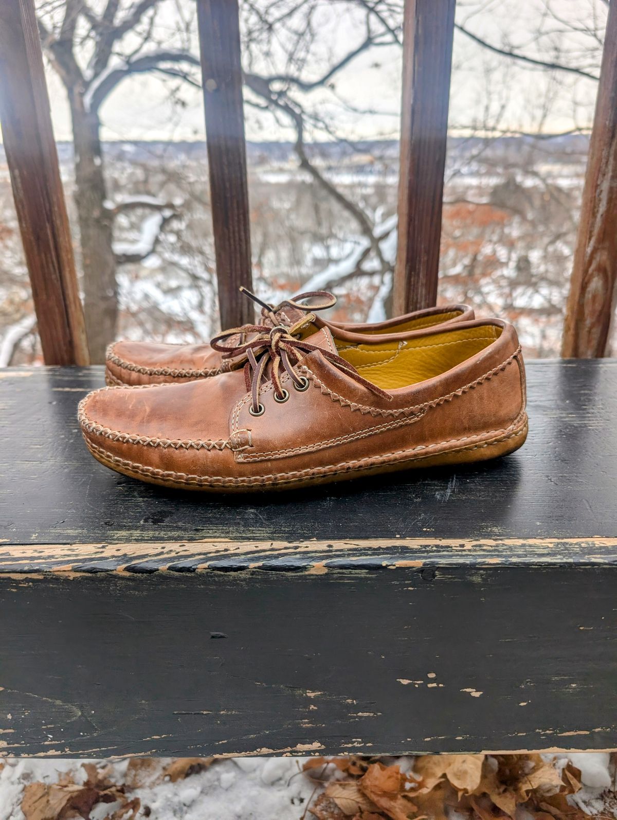 Photo by timelesstough on December 4, 2025 of the Quoddy Grizzly Moc in Maryam Fango Horsebutt.