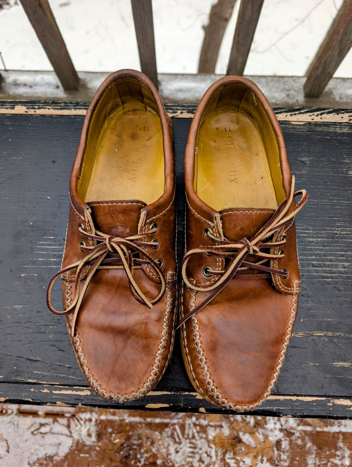 Photo by timelesstough on January 3, 2026 of the Quoddy Grizzly Moc in Maryam Fango Horsebutt.