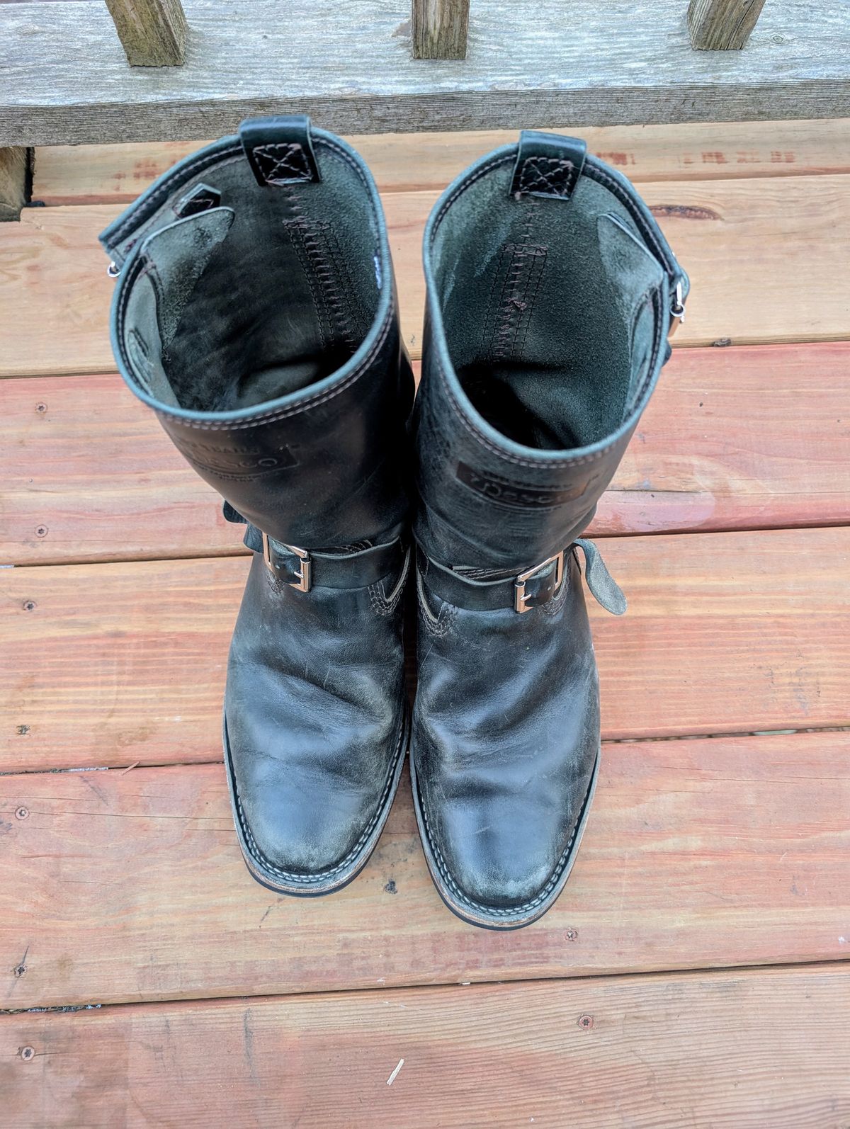 Photo by timelesstough on January 4, 2025 of the Wesco Mister Lou in Maryam Petrolio Waxed Black Horsehide.