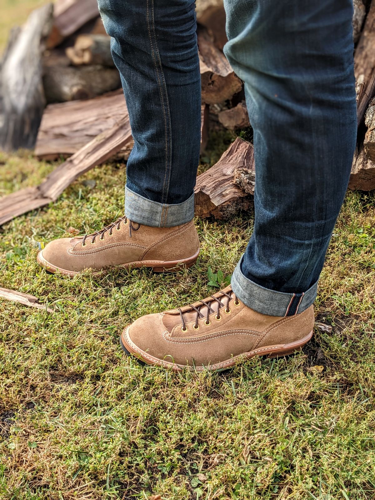 Photo by timelesstough on October 1, 2022 of the John Lofgren Donkey Puncher Boots in Horween Natural Chromexcel Roughout.