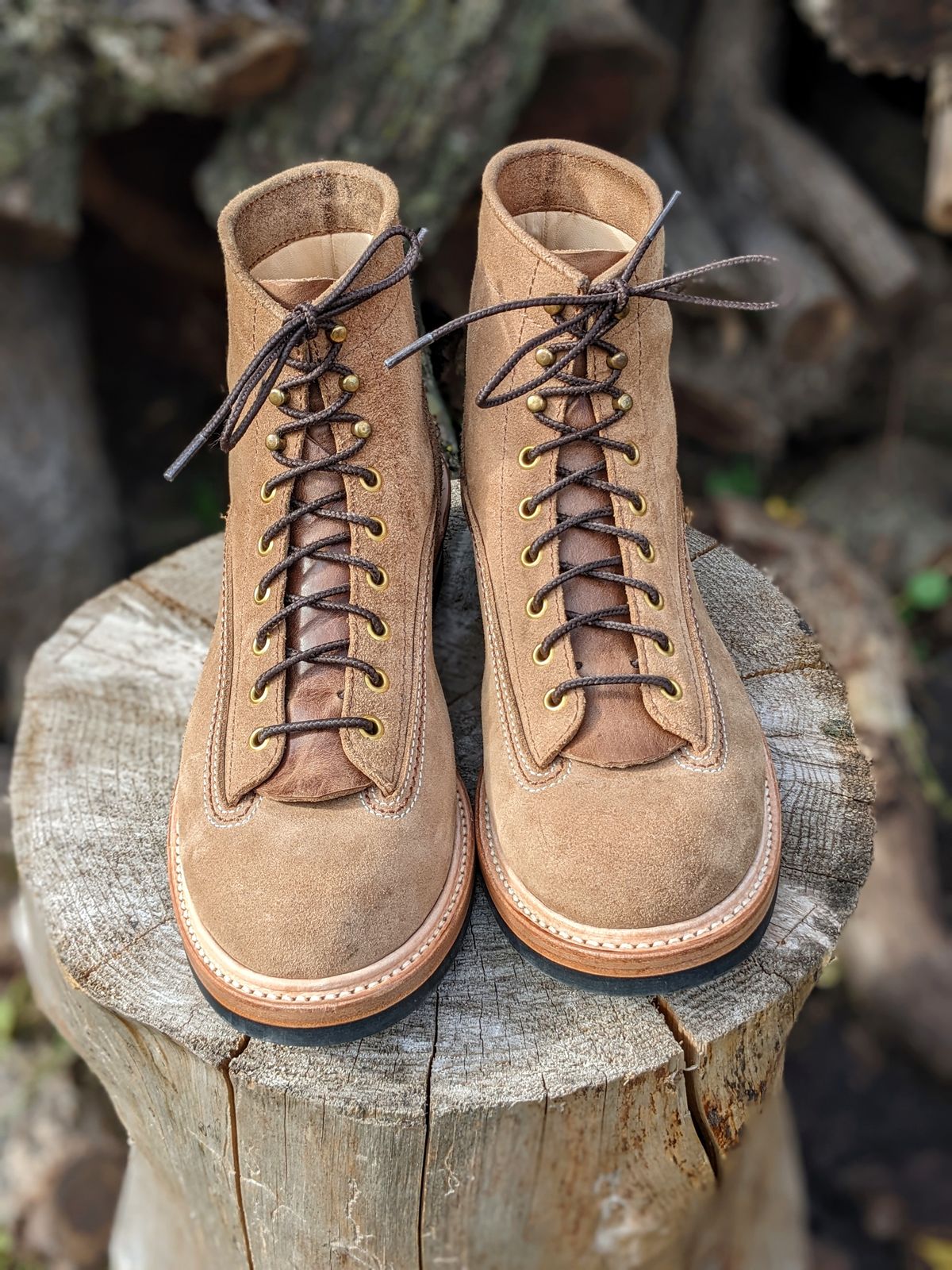 Photo by timelesstough on October 1, 2022 of the John Lofgren Donkey Puncher Boots in Horween Natural Chromexcel Roughout.