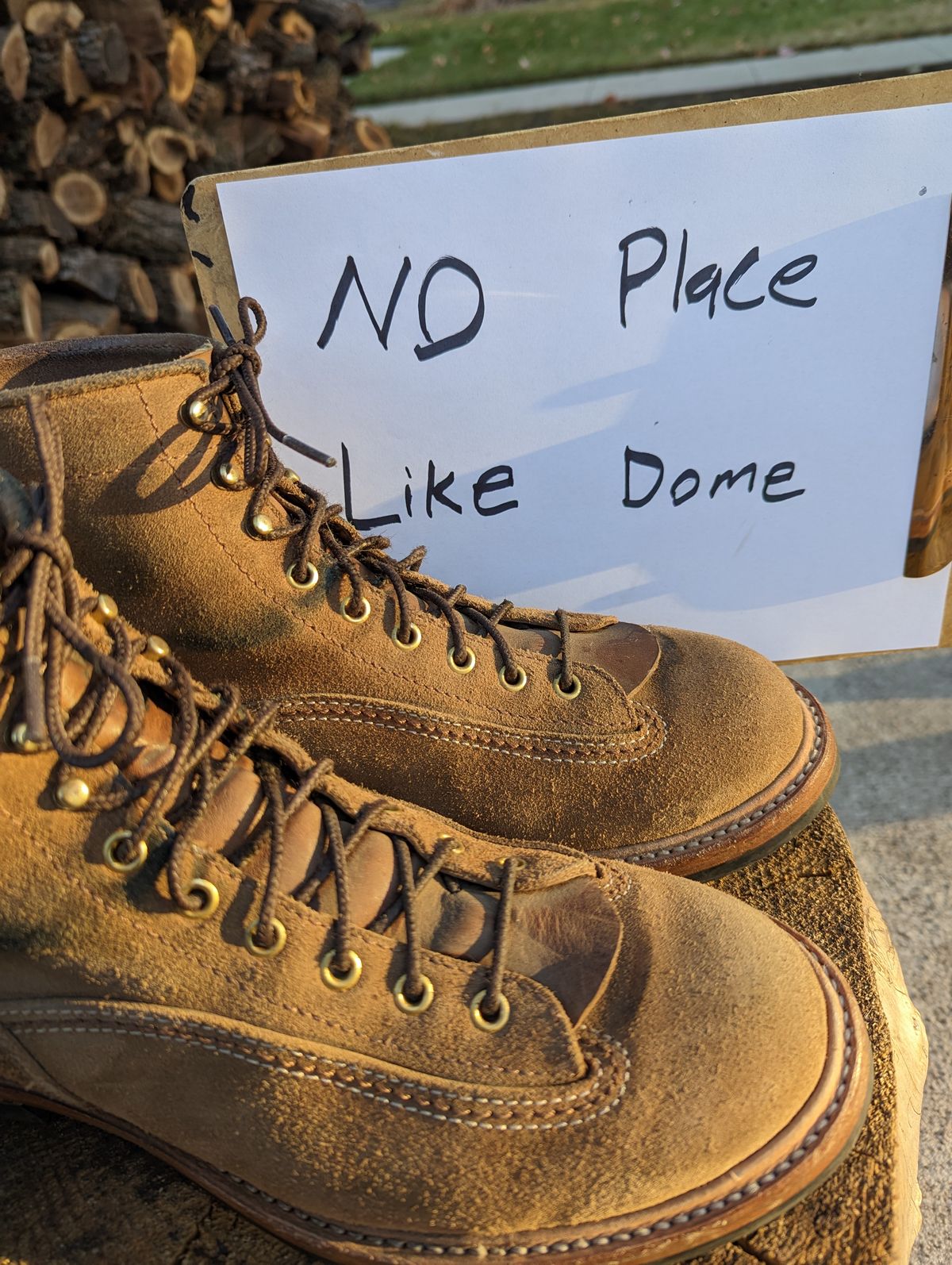 Photo by timelesstough on November 1, 2022 of the John Lofgren Donkey Puncher Boots in Horween Natural Chromexcel Roughout.