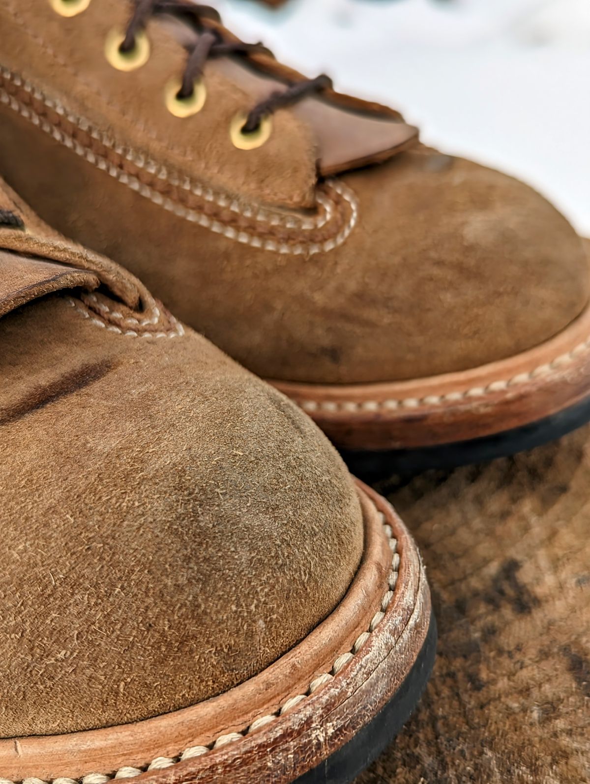 Photo by timelesstough on December 1, 2022 of the John Lofgren Donkey Puncher Boots in Horween Natural Chromexcel Roughout.
