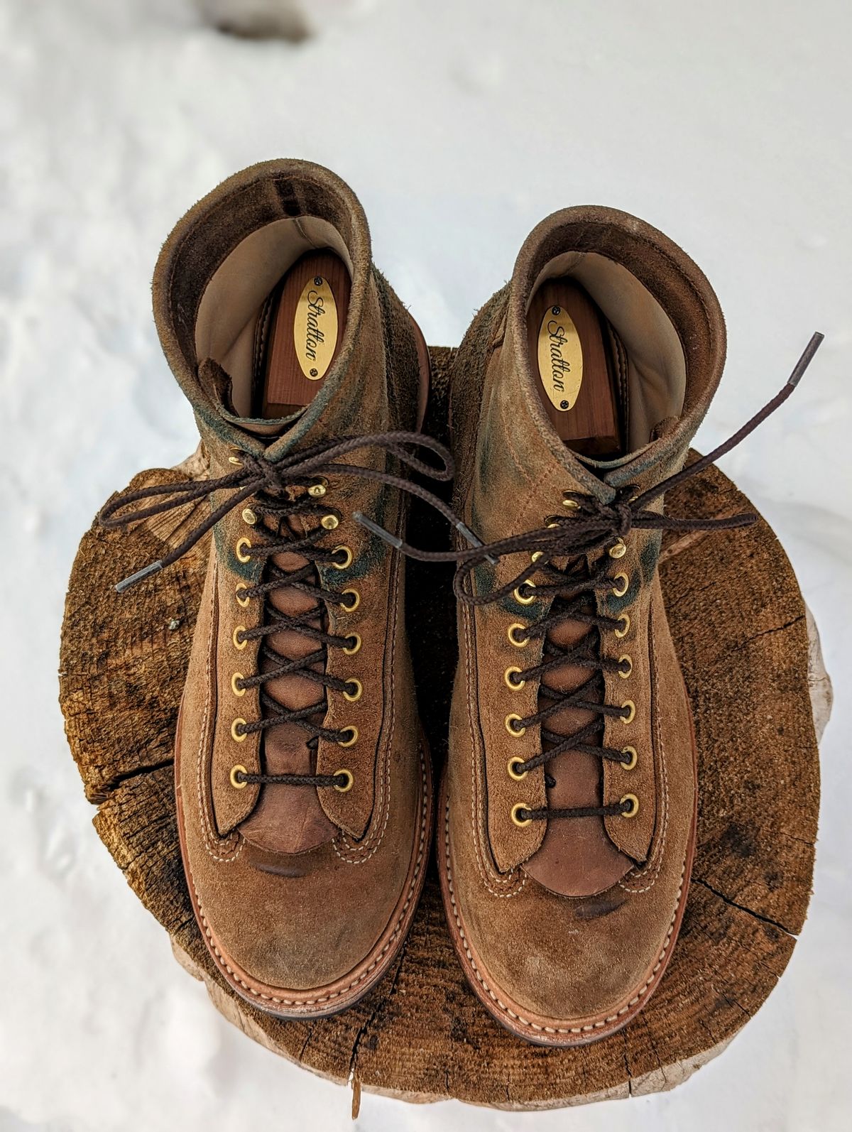 Photo by timelesstough on December 1, 2022 of the John Lofgren Donkey Puncher Boots in Horween Natural Chromexcel Roughout.