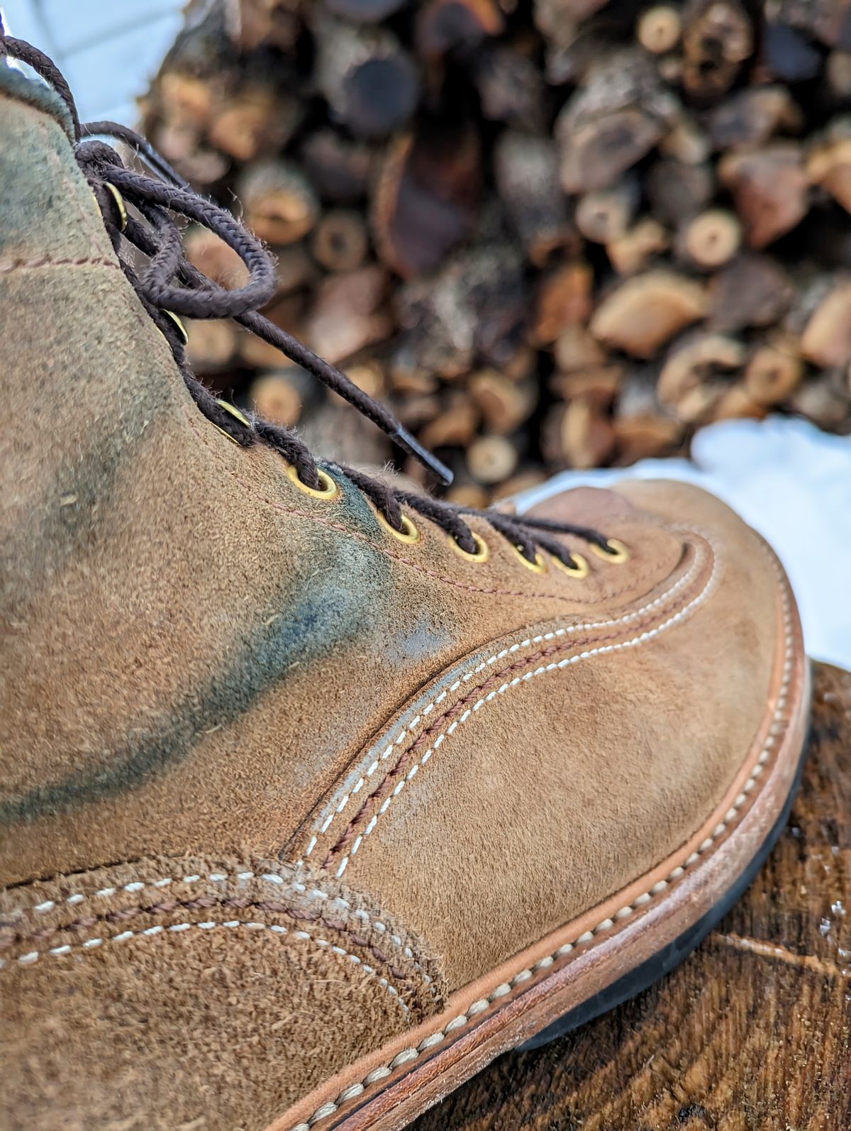 Photo by timelesstough on January 2, 2023 of the John Lofgren Donkey Puncher Boots in Horween Natural Chromexcel Roughout.