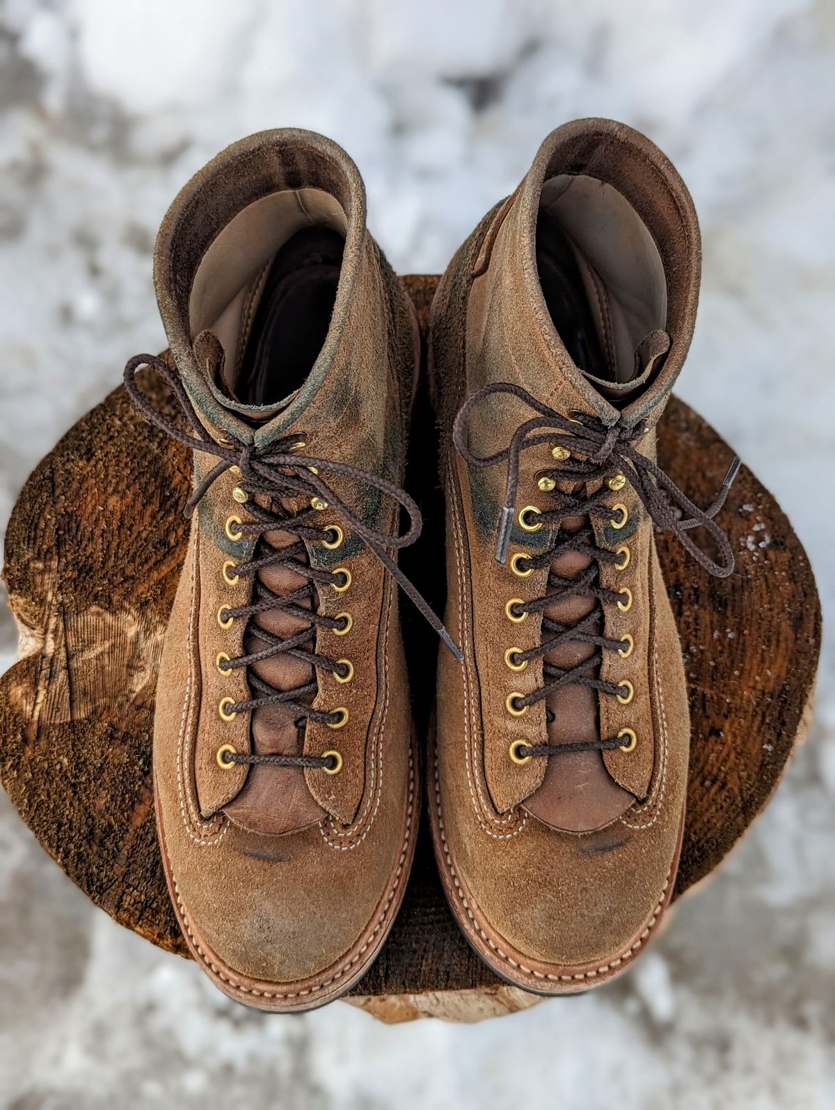 Photo by timelesstough on January 2, 2023 of the John Lofgren Donkey Puncher Boots in Horween Natural Chromexcel Roughout.