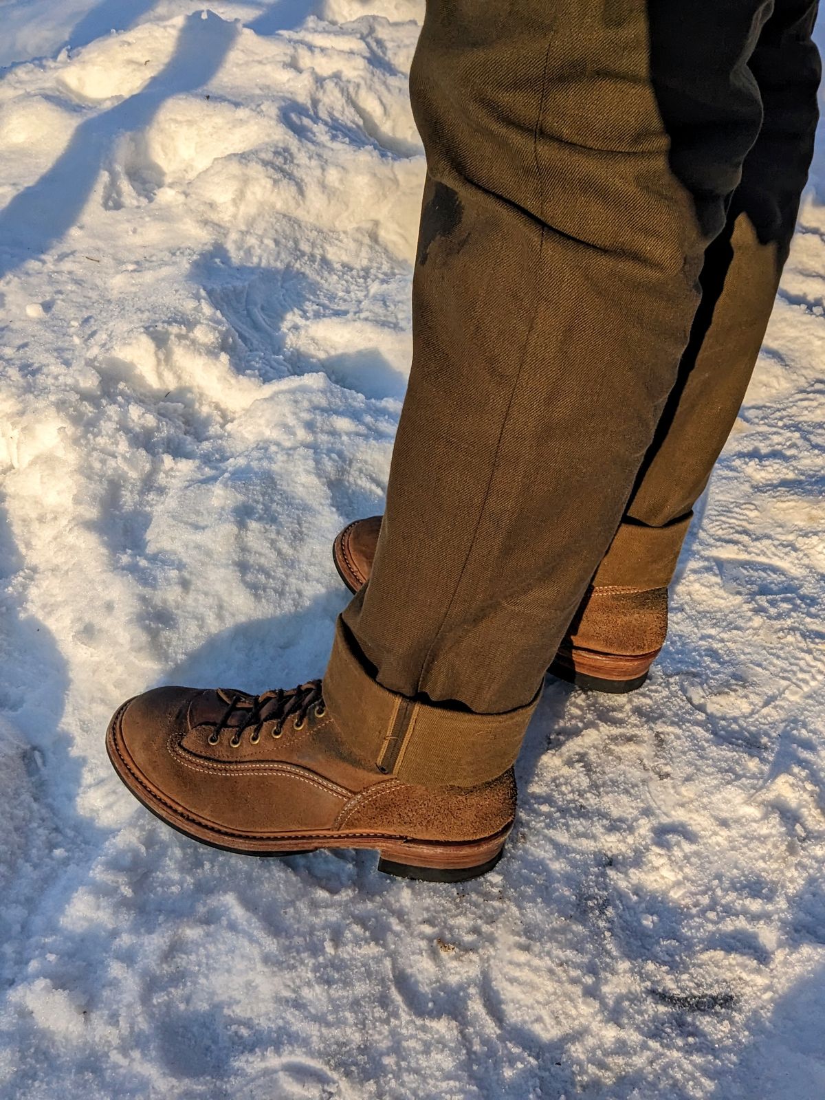 Photo by timelesstough on February 2, 2023 of the John Lofgren Donkey Puncher Boots in Horween Natural Chromexcel Roughout.