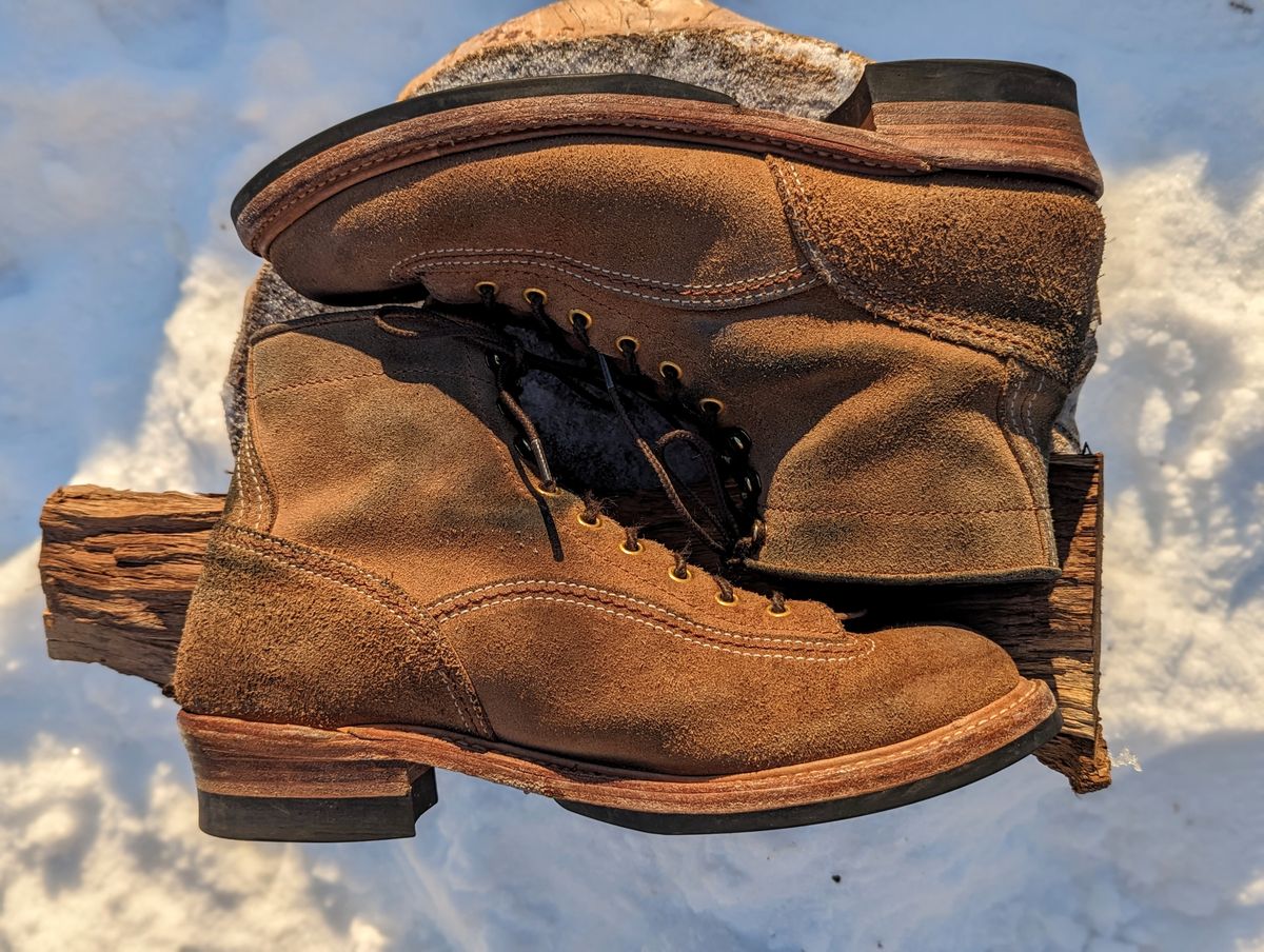 Photo by timelesstough on February 2, 2023 of the John Lofgren Donkey Puncher Boots in Horween Natural Chromexcel Roughout.