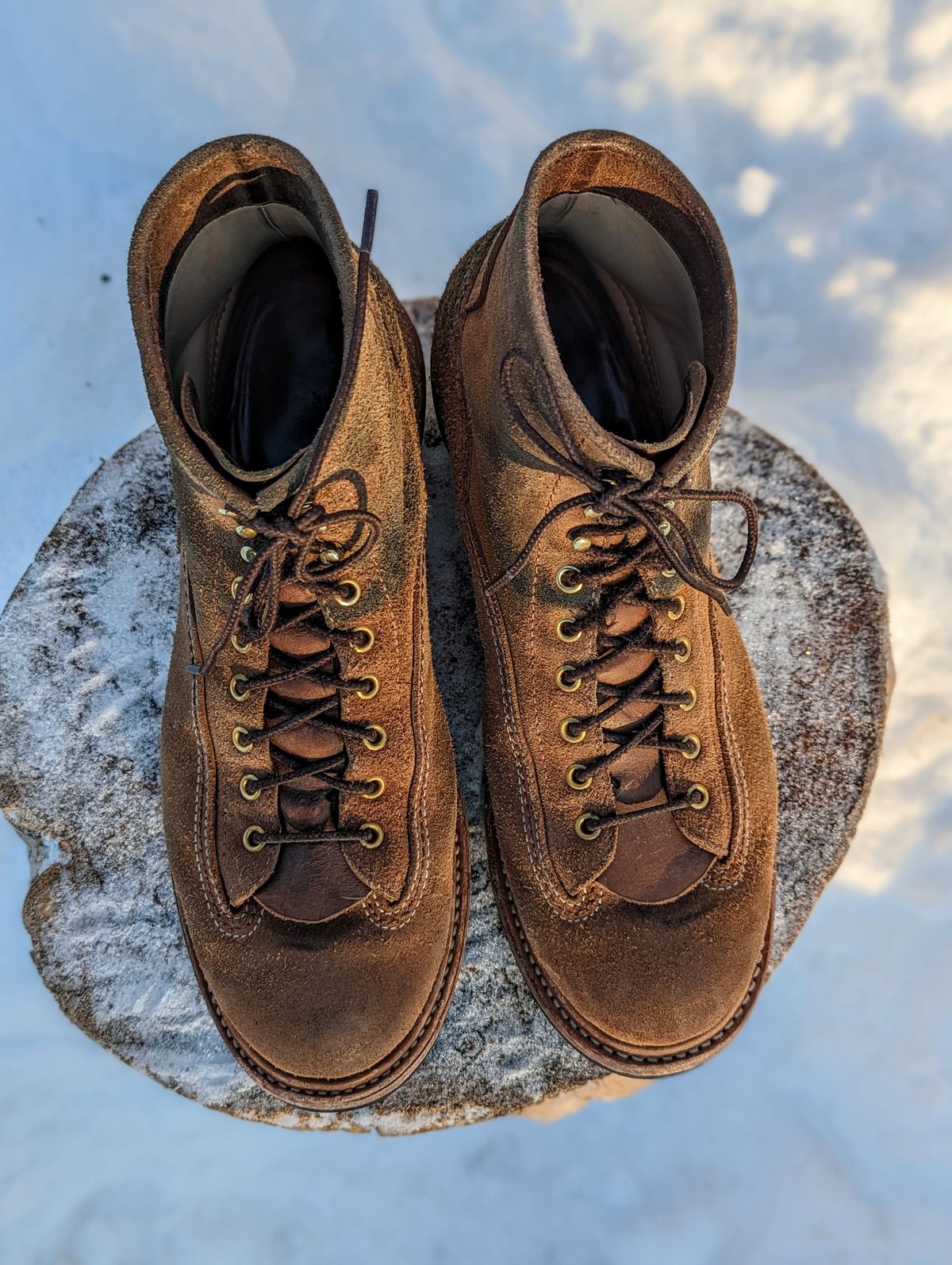 Photo by timelesstough on February 2, 2023 of the John Lofgren Donkey Puncher Boots in Horween Natural Chromexcel Roughout.