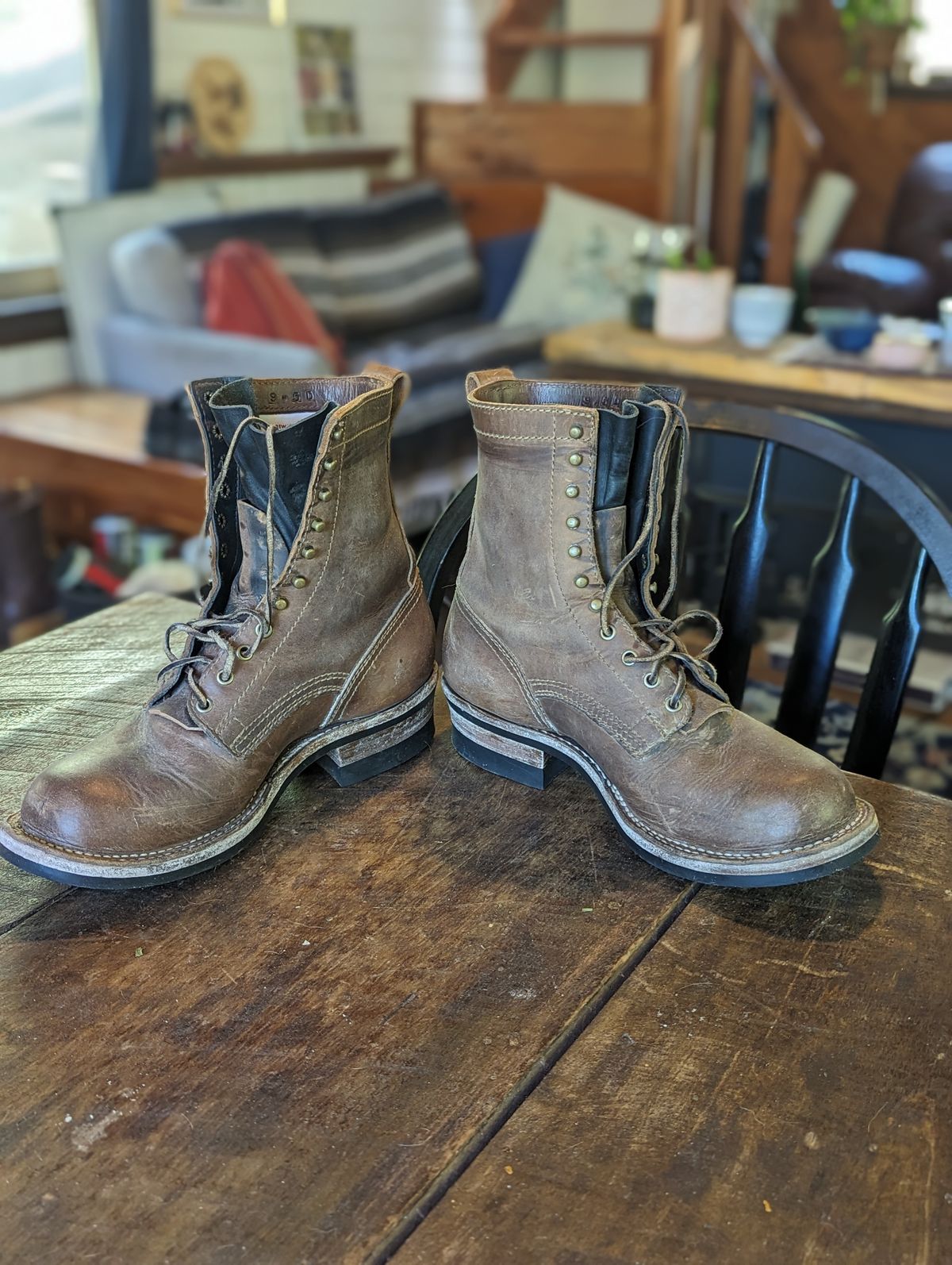 Photo by towcars on June 6, 2024 of the Drew's Boots 8-Inch Logger in Rowdy Smooth.