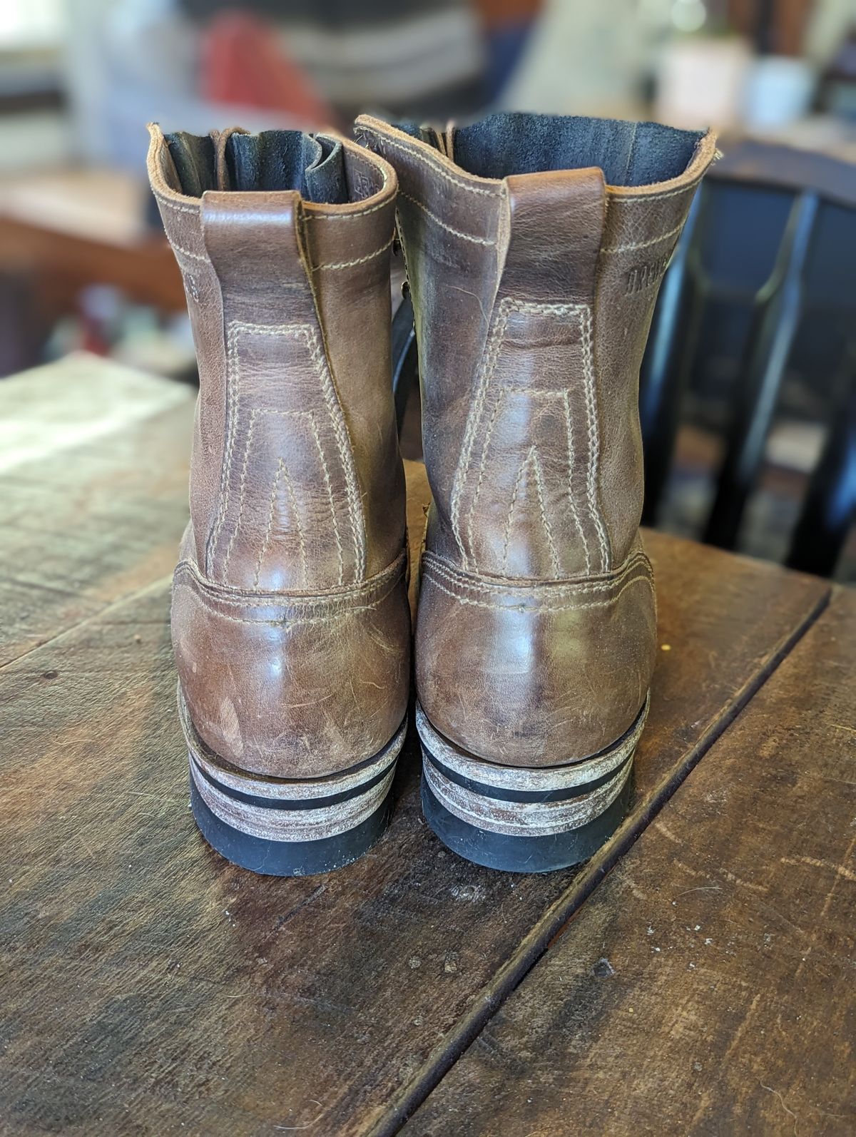 Photo by towcars on June 6, 2024 of the Drew's Boots 8-Inch Logger in Rowdy Smooth.