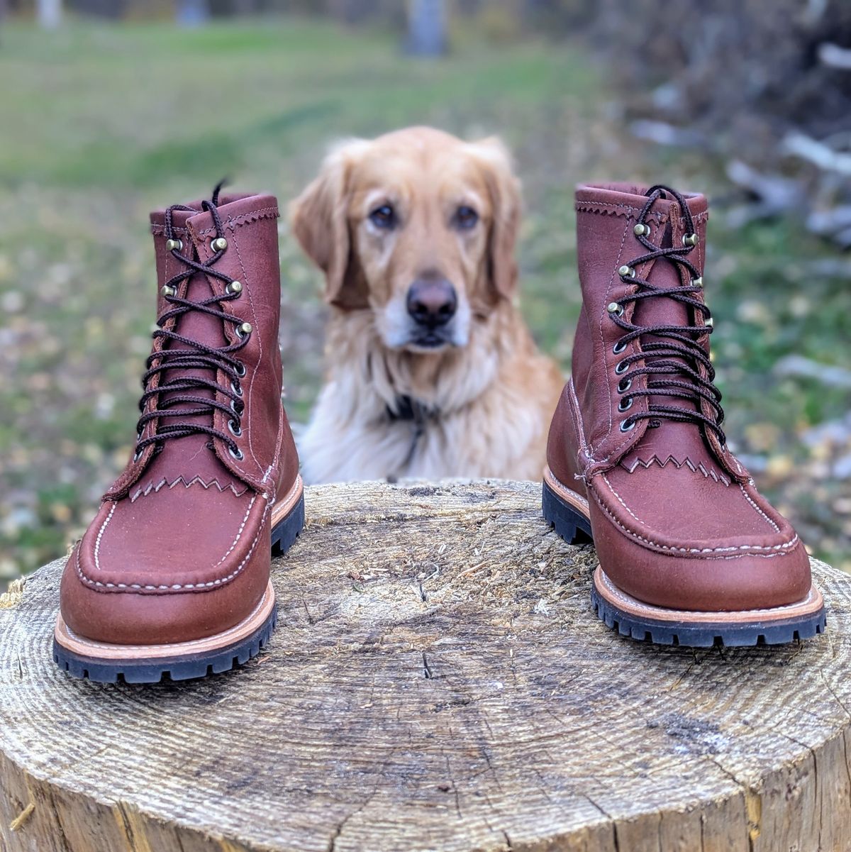 Photo by towcars on October 1, 2024 of the Russell Moccasin Co. Backcountry in Walnut Timberjack.