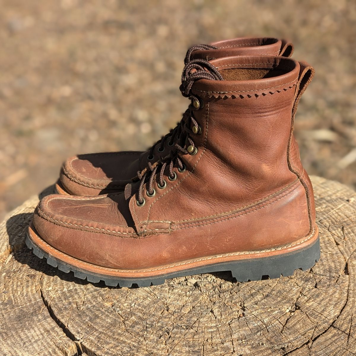 Photo by towcars on November 1, 2024 of the Russell Moccasin Co. Backcountry in Walnut Timberjack.
