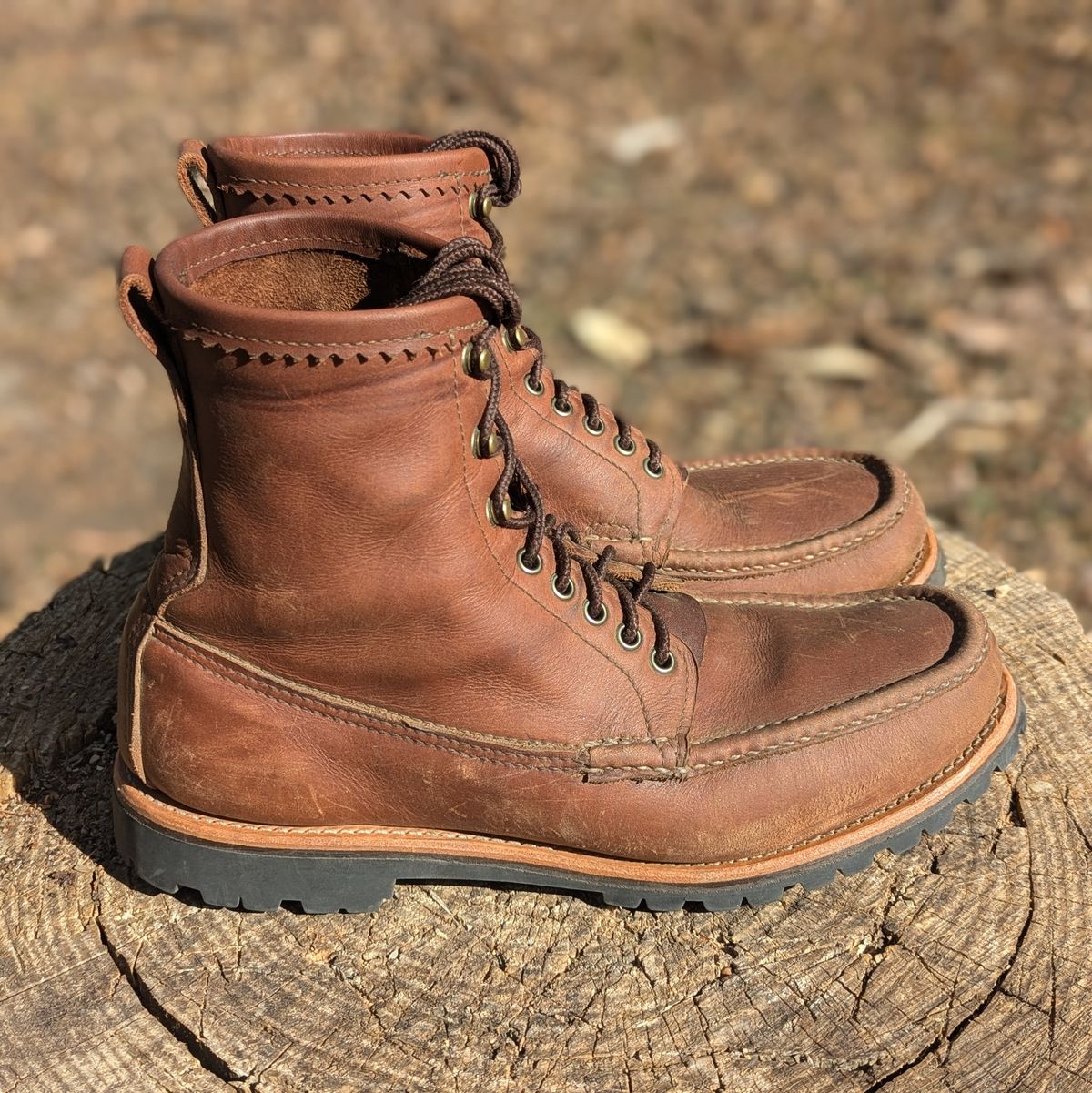 Photo by towcars on November 1, 2024 of the Russell Moccasin Co. Backcountry in Walnut Timberjack.