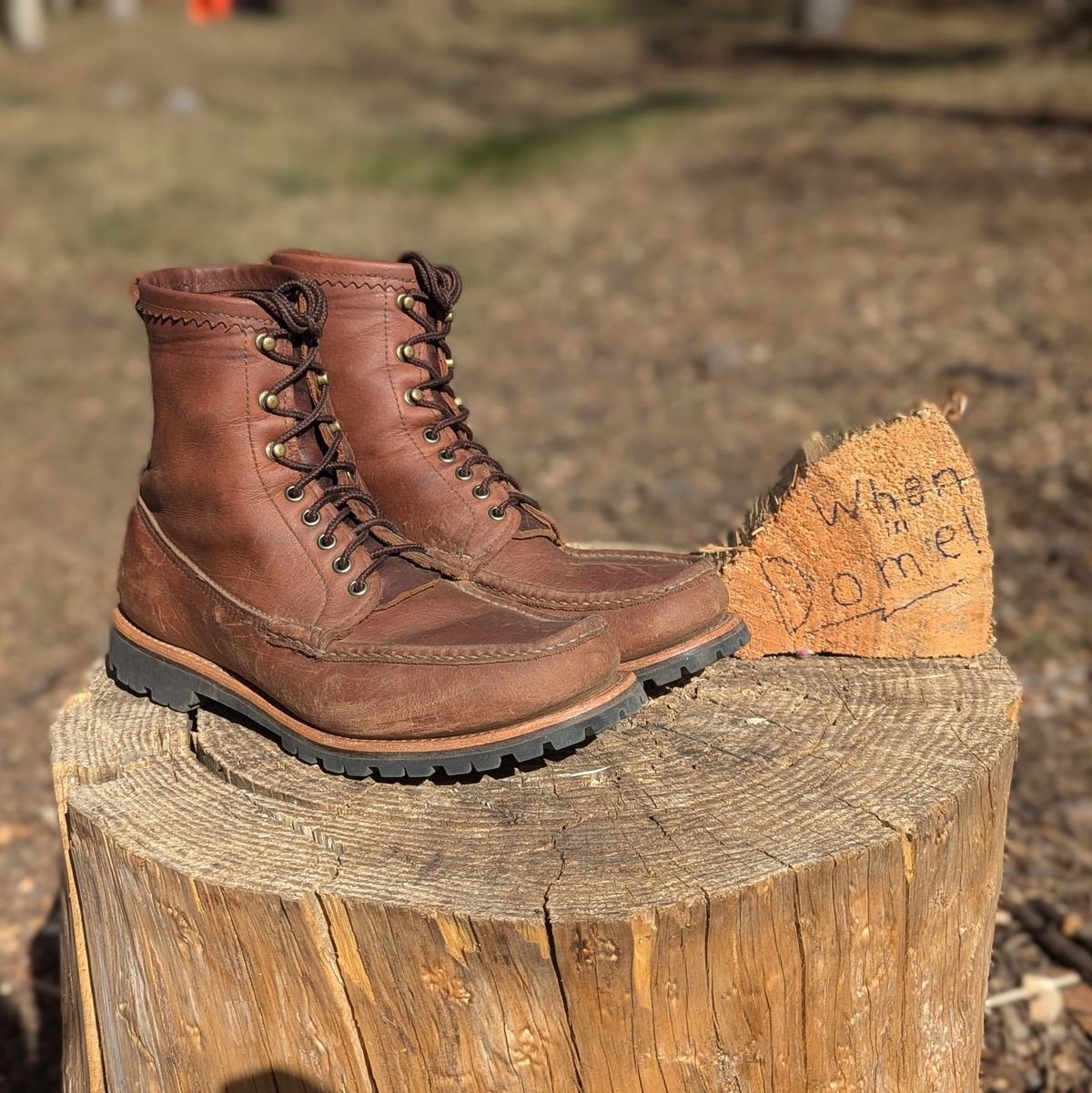 Photo by towcars on November 1, 2024 of the Russell Moccasin Co. Backcountry in Walnut Timberjack.
