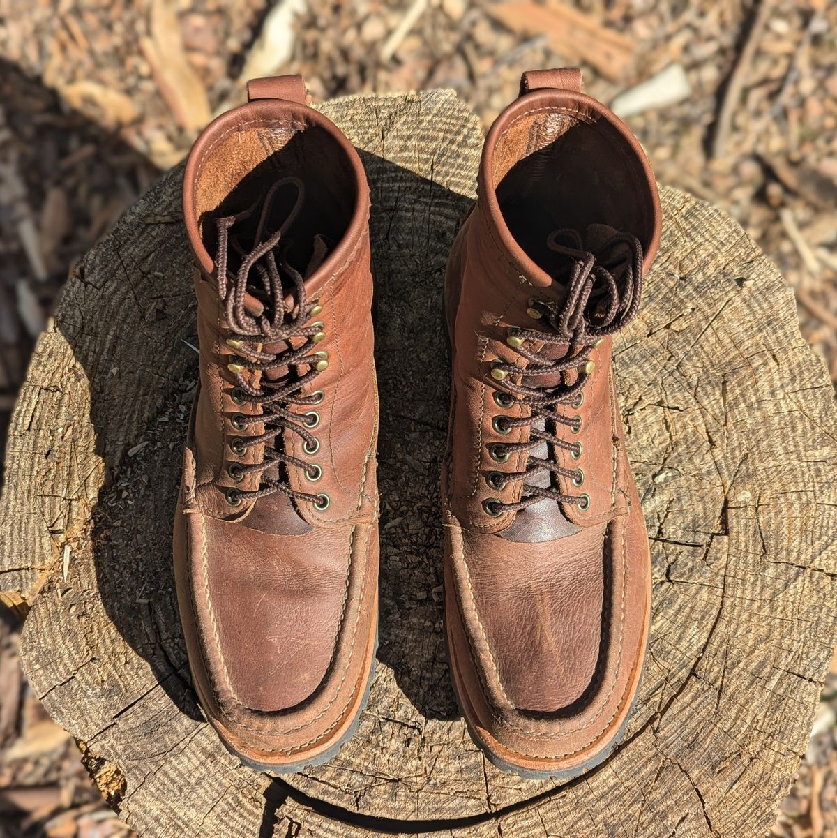 Photo by towcars on November 1, 2024 of the Russell Moccasin Co. Backcountry in Walnut Timberjack.