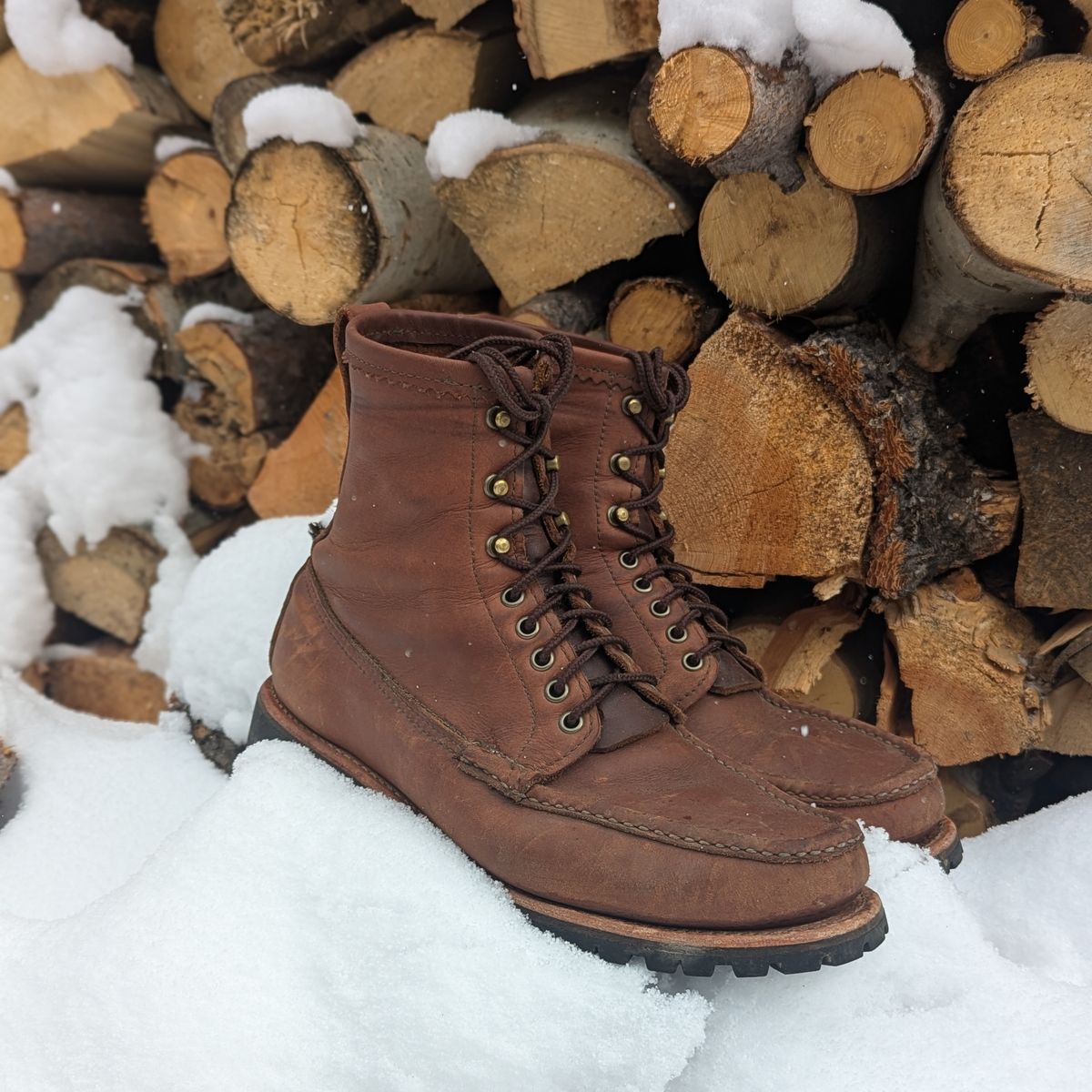 Photo by towcars on January 2, 2025 of the Russell Moccasin Co. Backcountry in Walnut Timberjack.