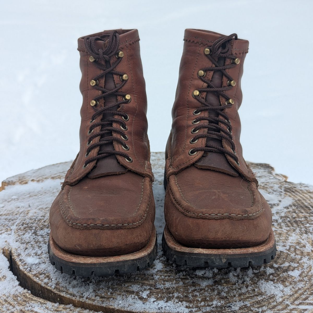 Photo by towcars on January 2, 2025 of the Russell Moccasin Co. Backcountry in Walnut Timberjack.